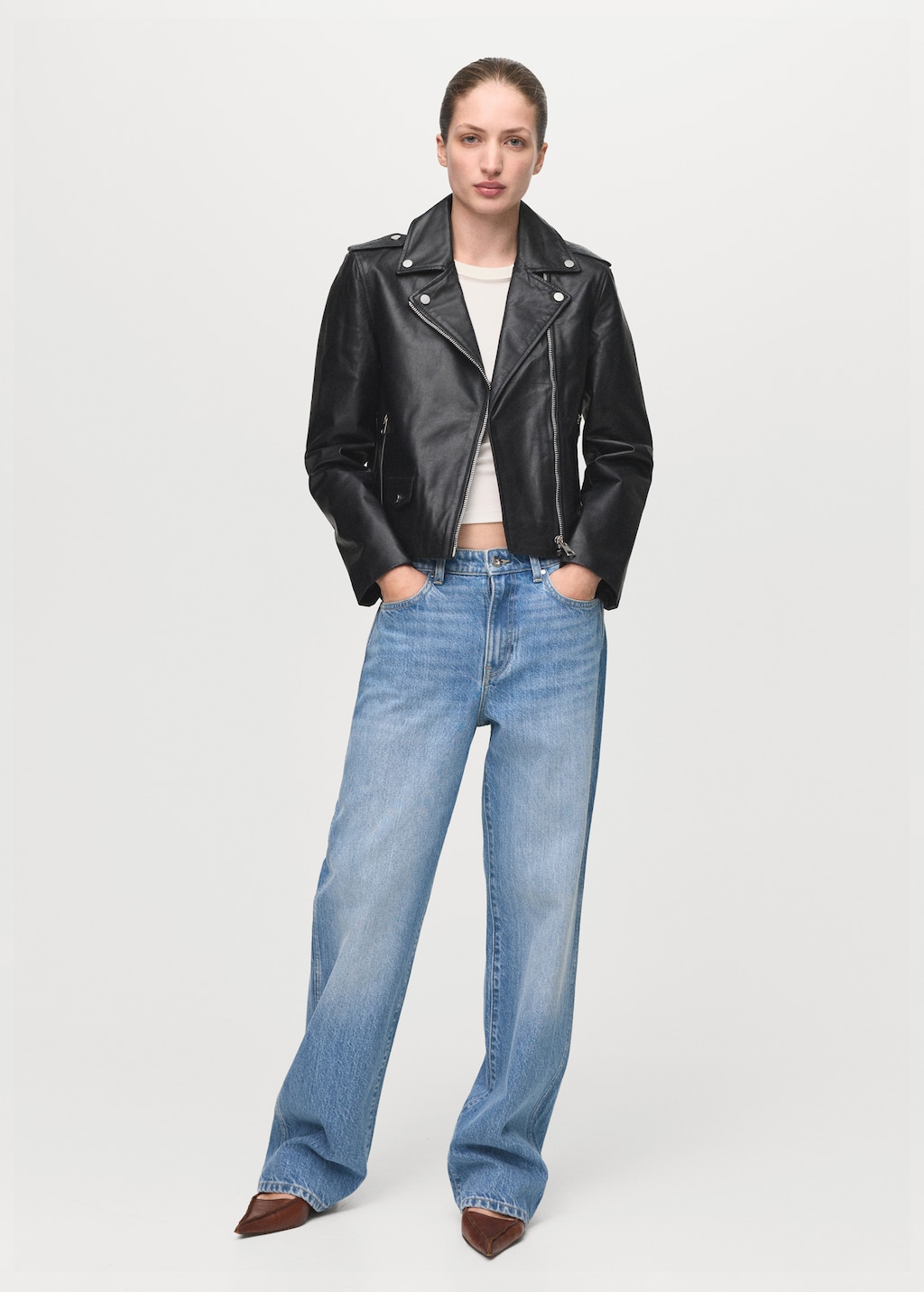 Leather biker jacket