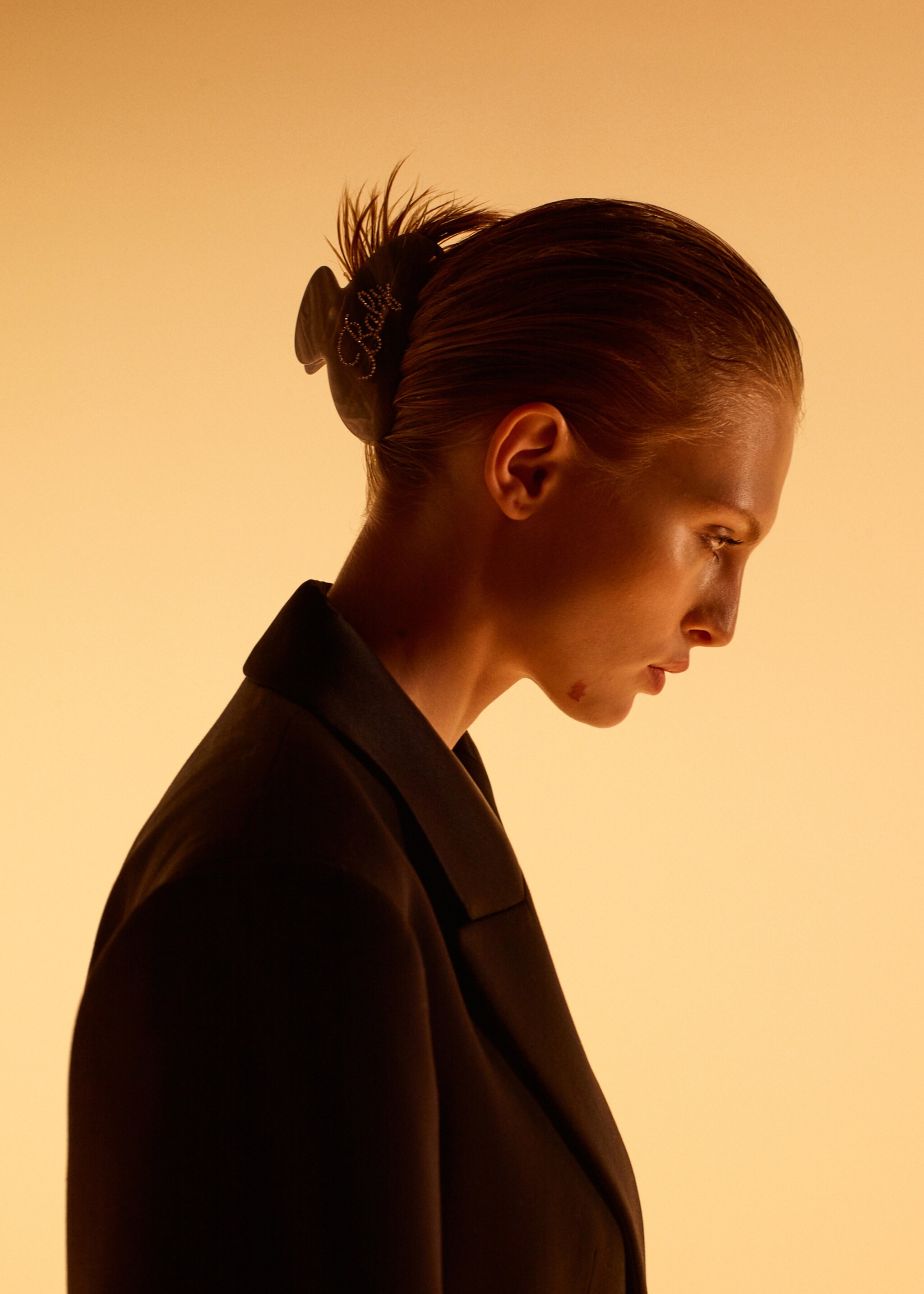 Haarspange mit Perlmutt-Effekt und Kristallen - Allgemeine Ansicht, Grau. Ref: 27081290-00.