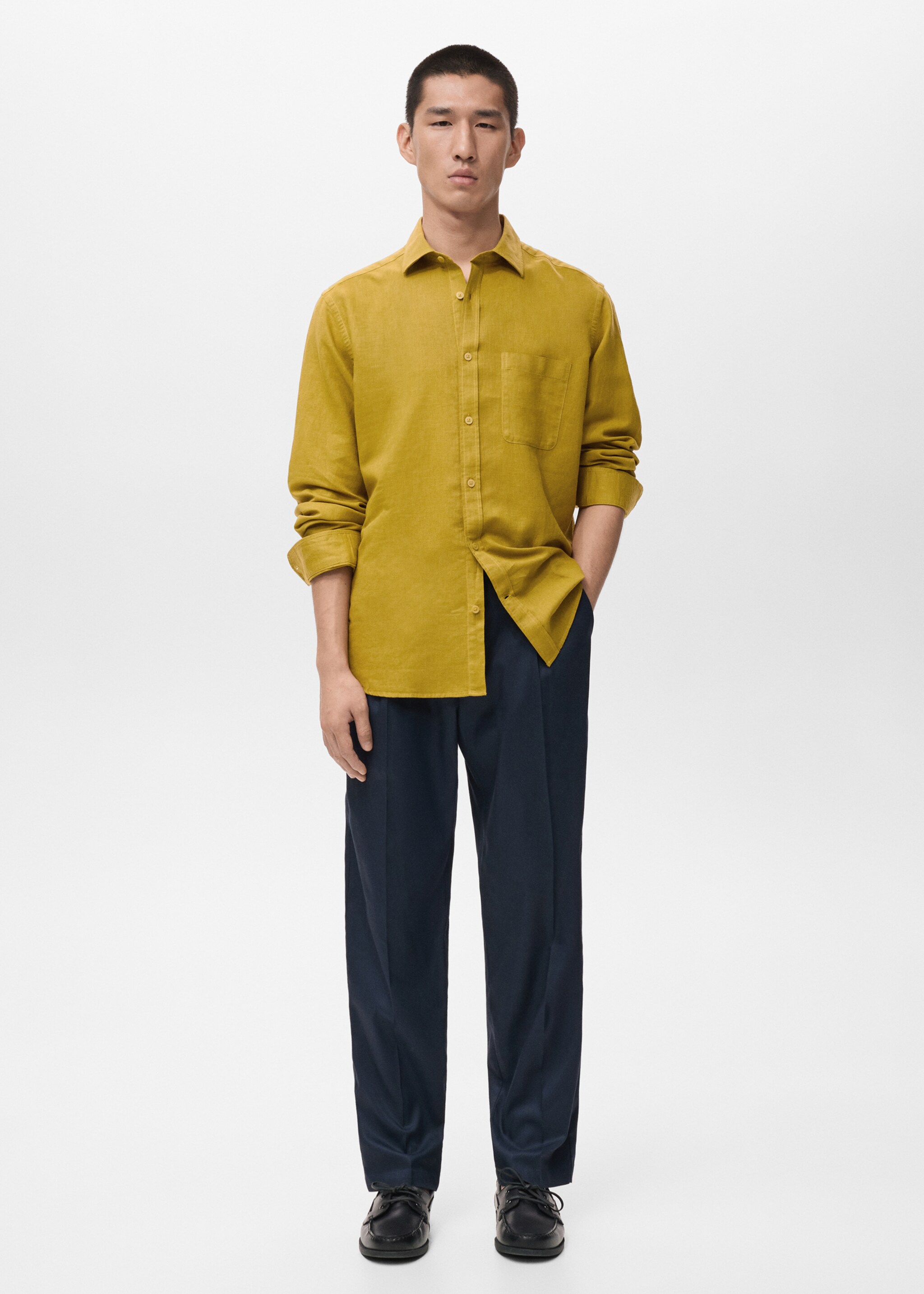 Pocket linen shirt - General plane, Curry. Ref: 27081299-00.