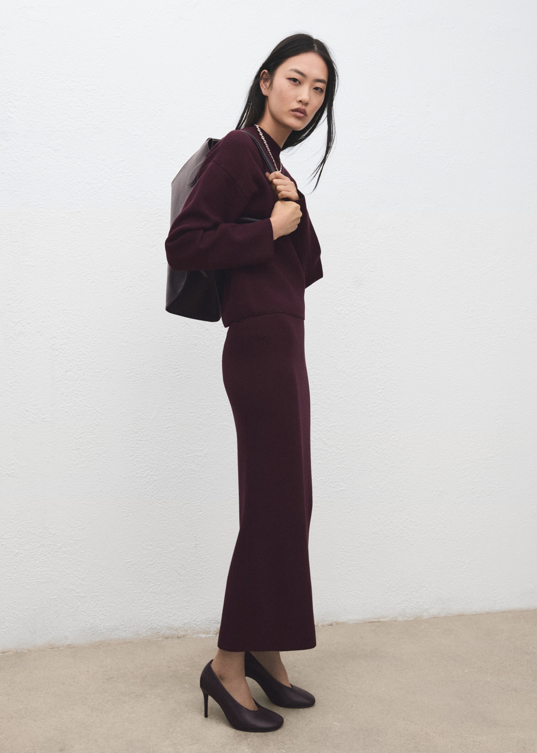 Knit pencil skirt - General plane, Wine. Ref: 27081307-00.