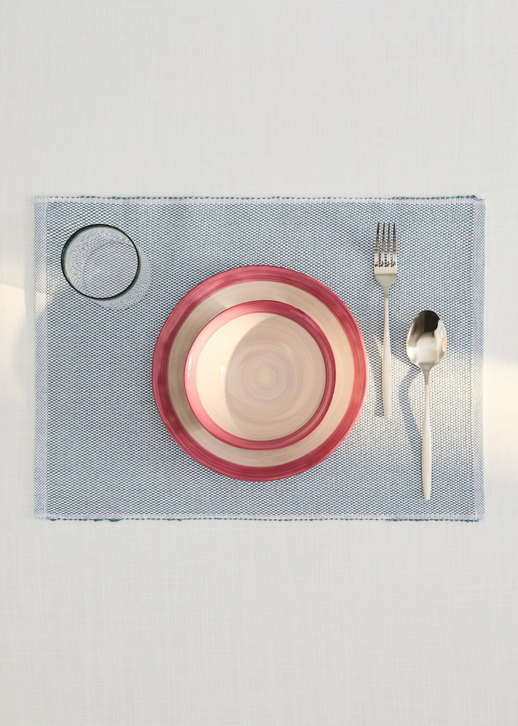 Tischset aus Baumwolle mit Melange-Effekt - Allgemeine Ansicht, Blau. Ref: 27081309-00.