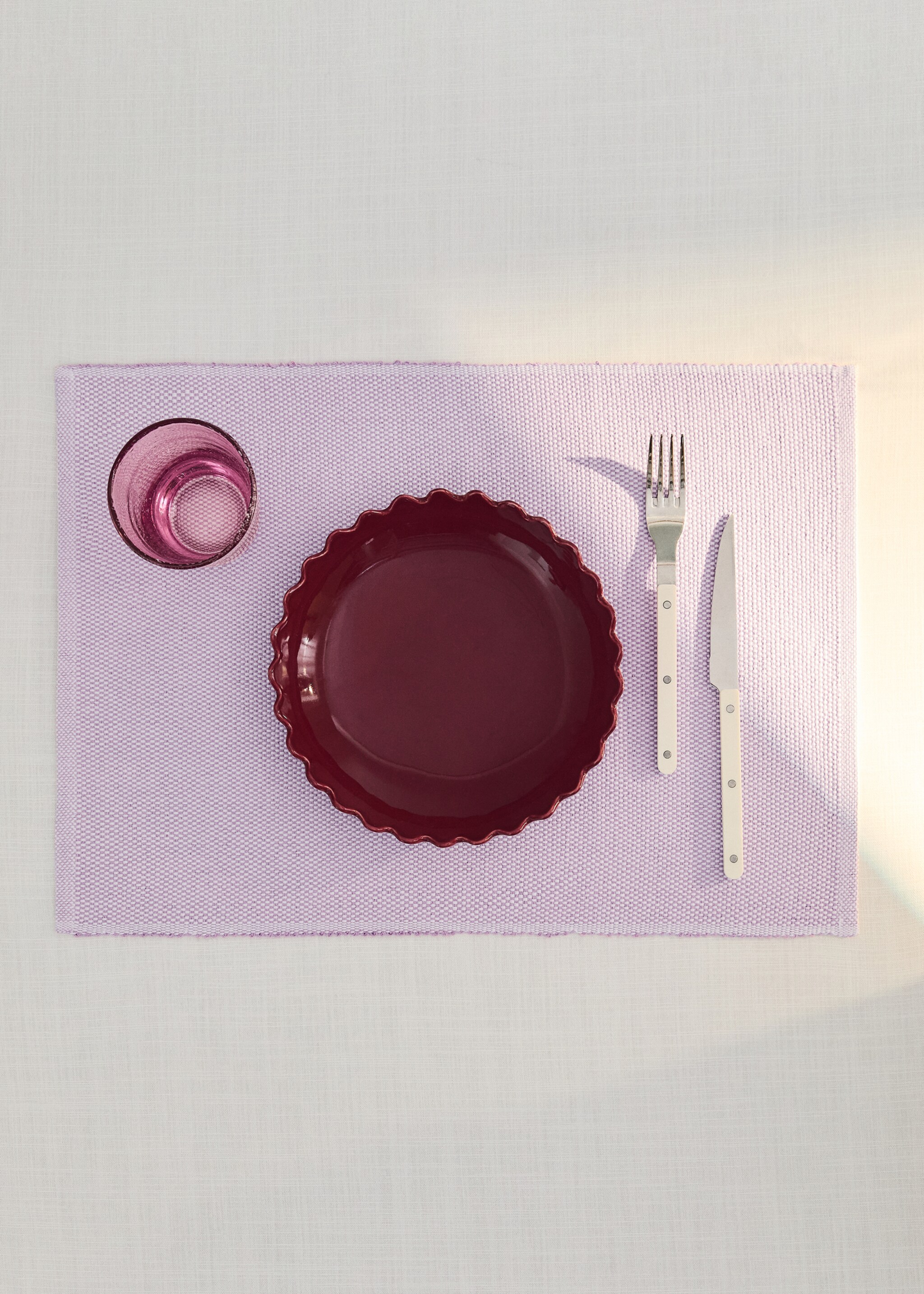 Cotton melange effect table mat - General plane, Lilac. Ref: 27081309-00.