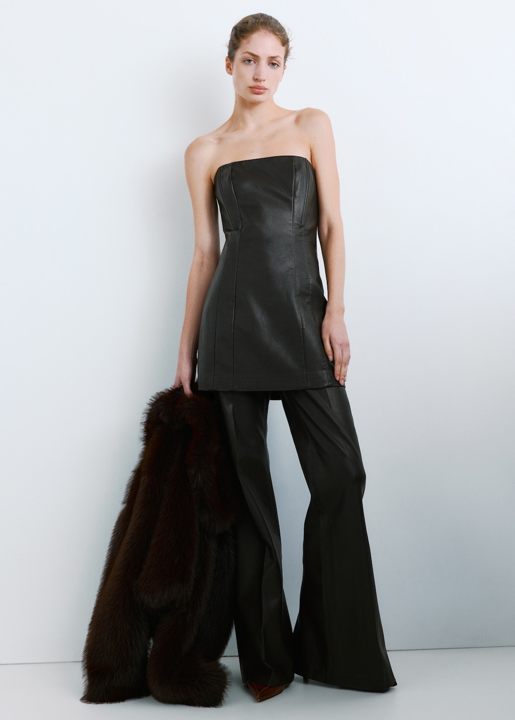 Short faux-leather dress - image 2