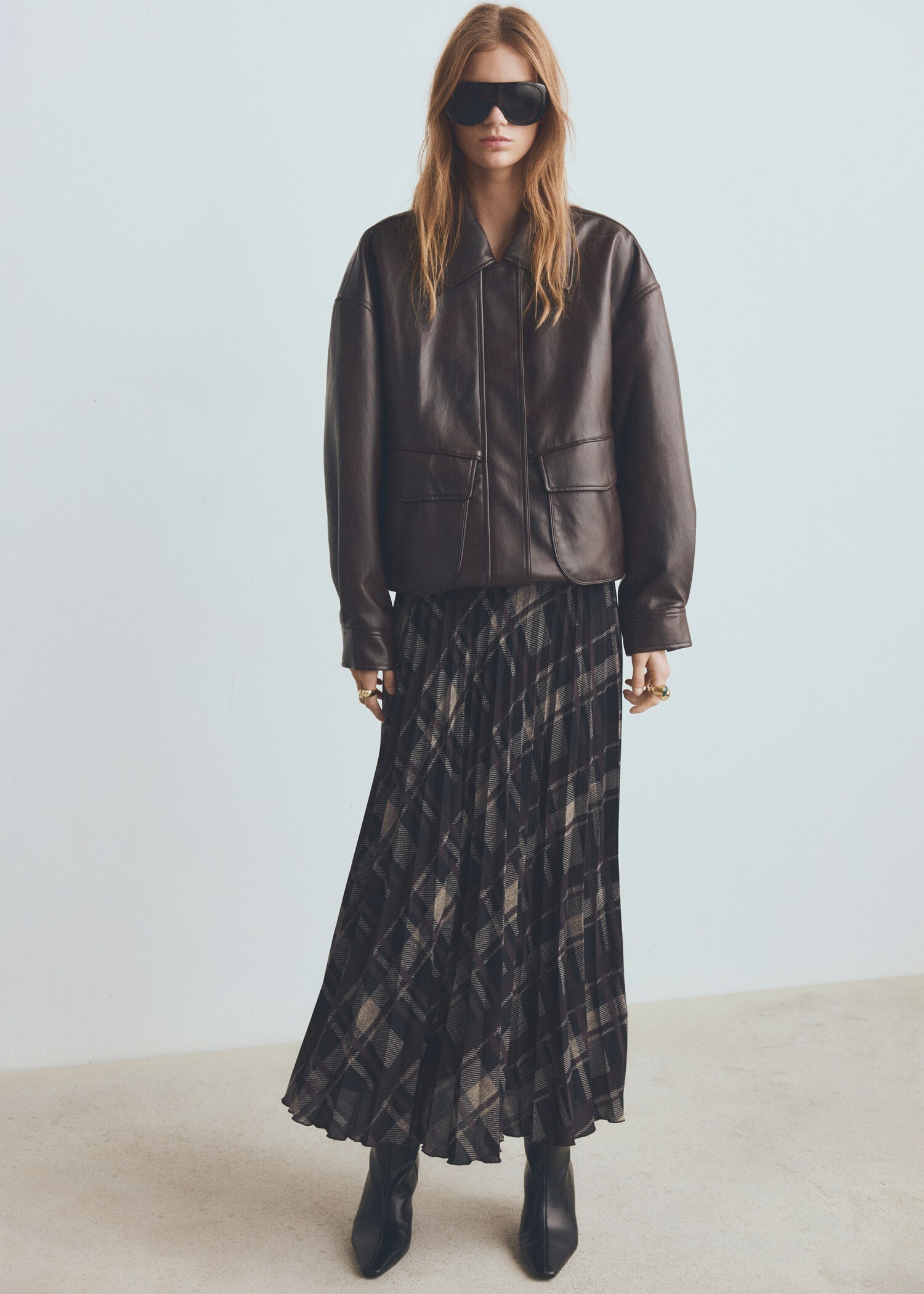 Checked long skirt - General plane