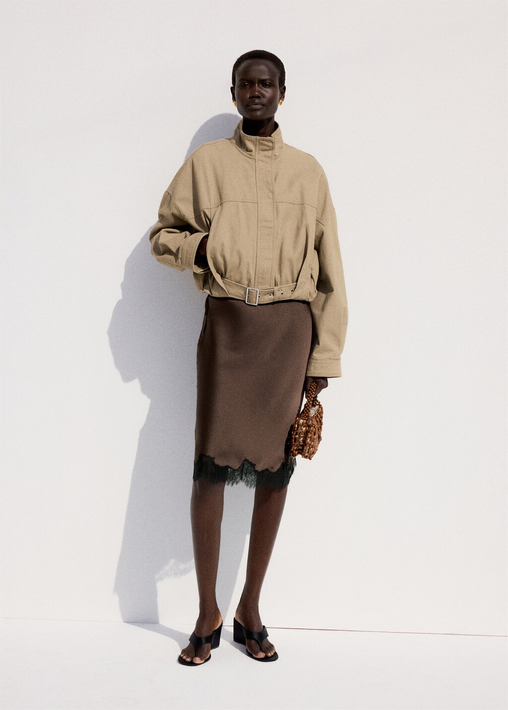 Mango Satin lace skirt