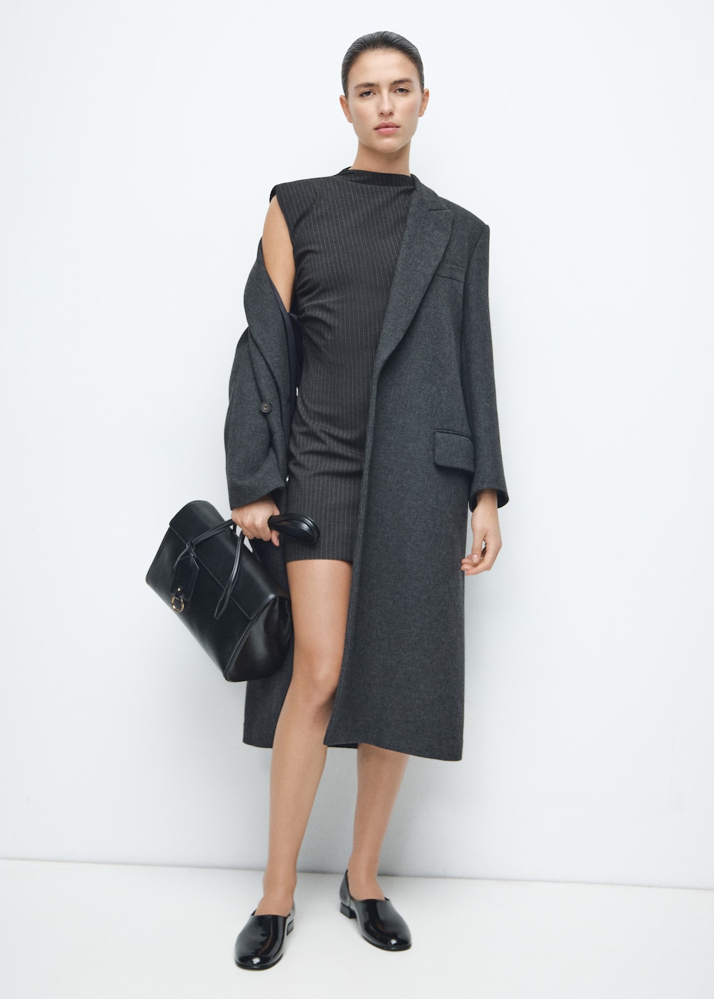 Mango Pinstripe dress with cut-out