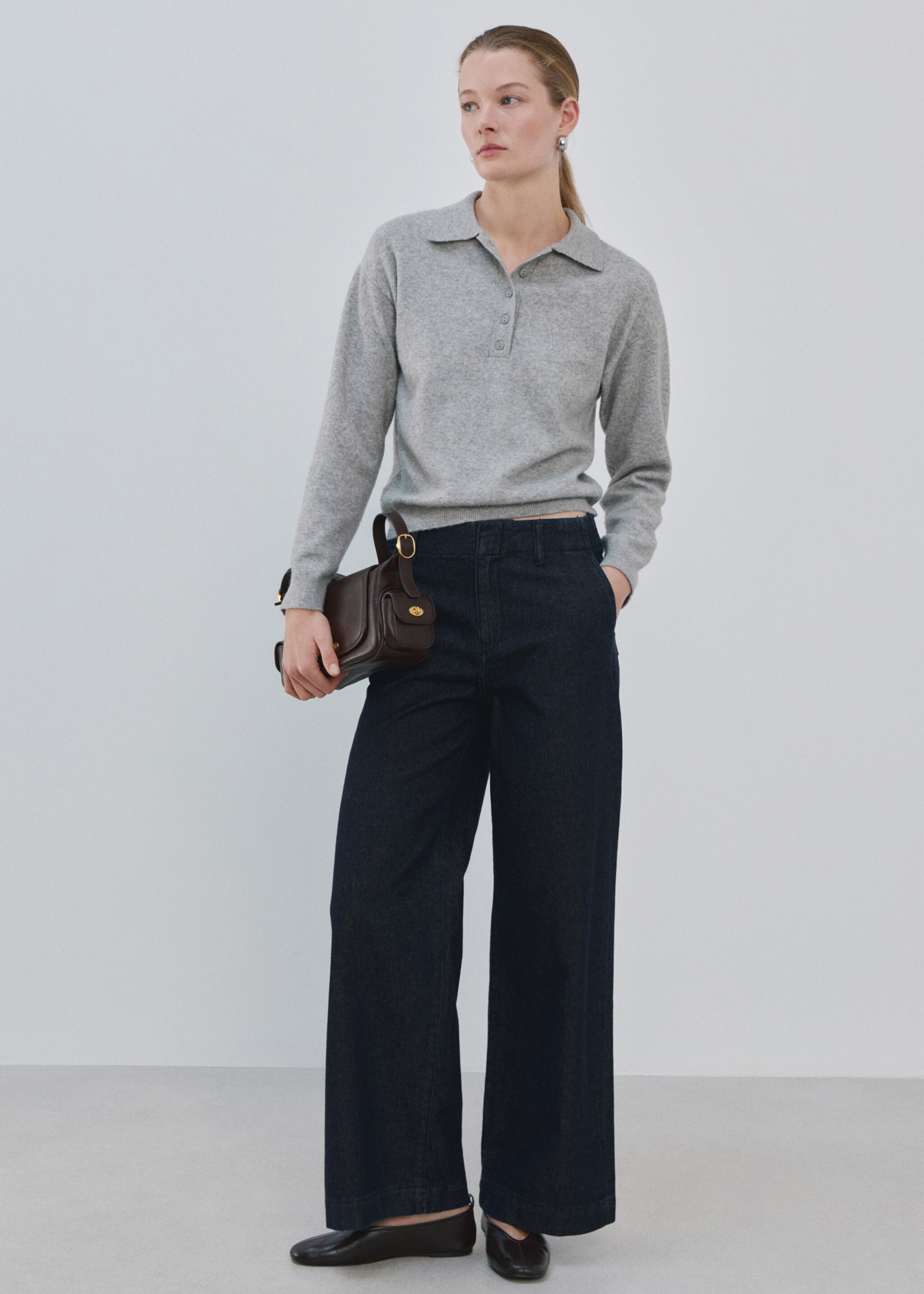 Wide leg mid-rise jeans - General plane, Open Blue. Ref: 27081344-00.