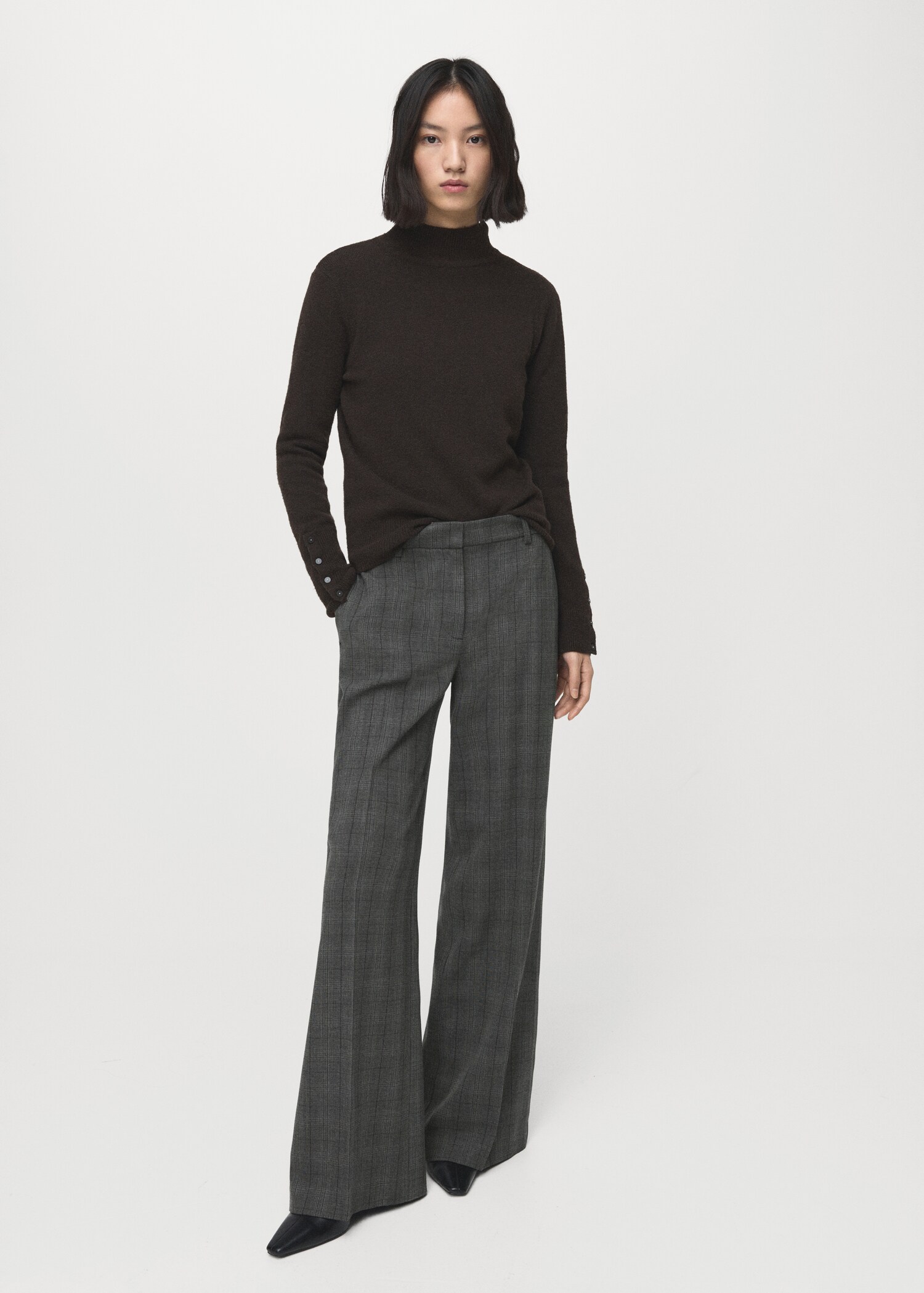 Wide-leg check suit trousers - General plane