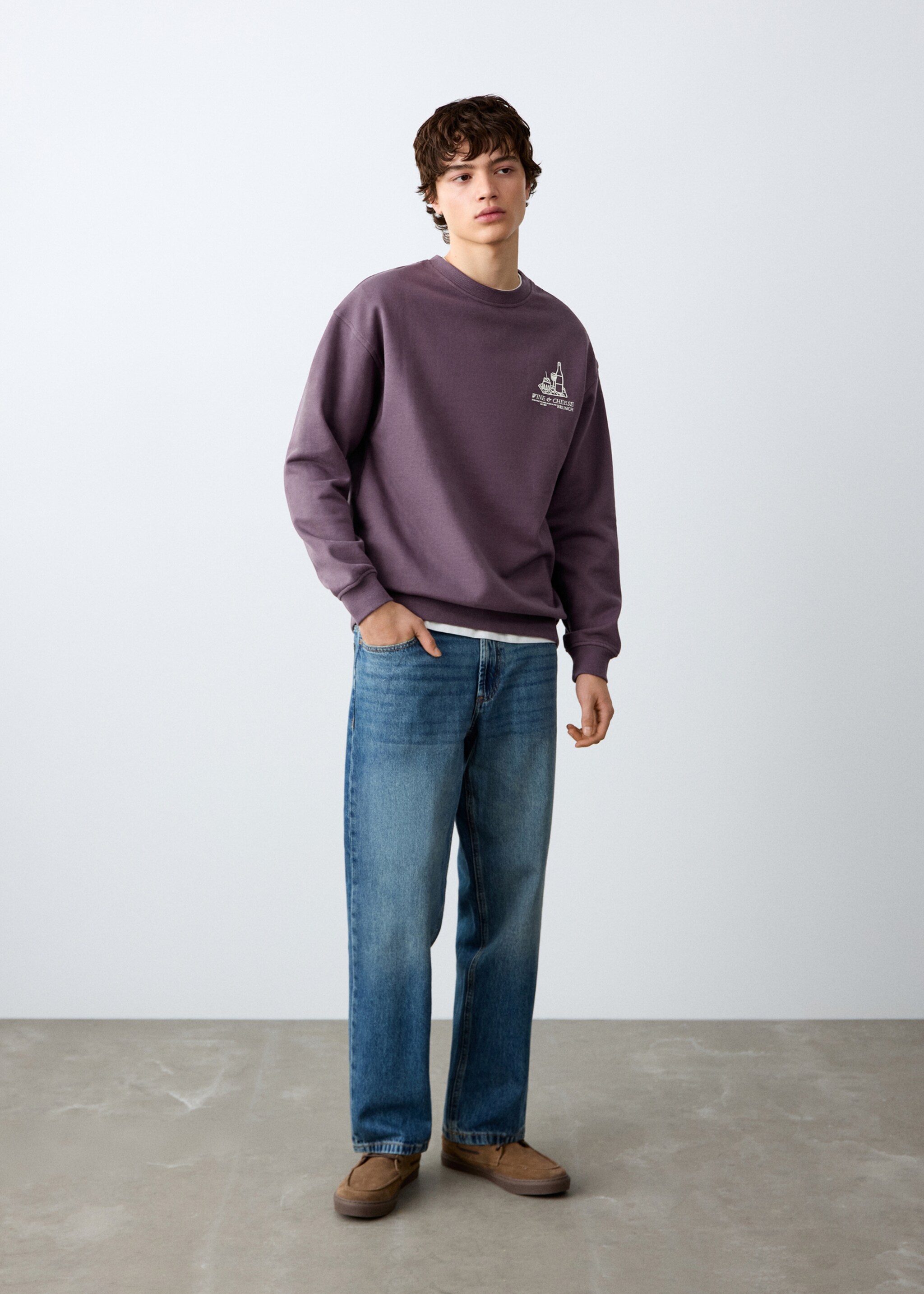 Printed cotton sweatshirt - General plane, Purple. Ref: 27081509-00.