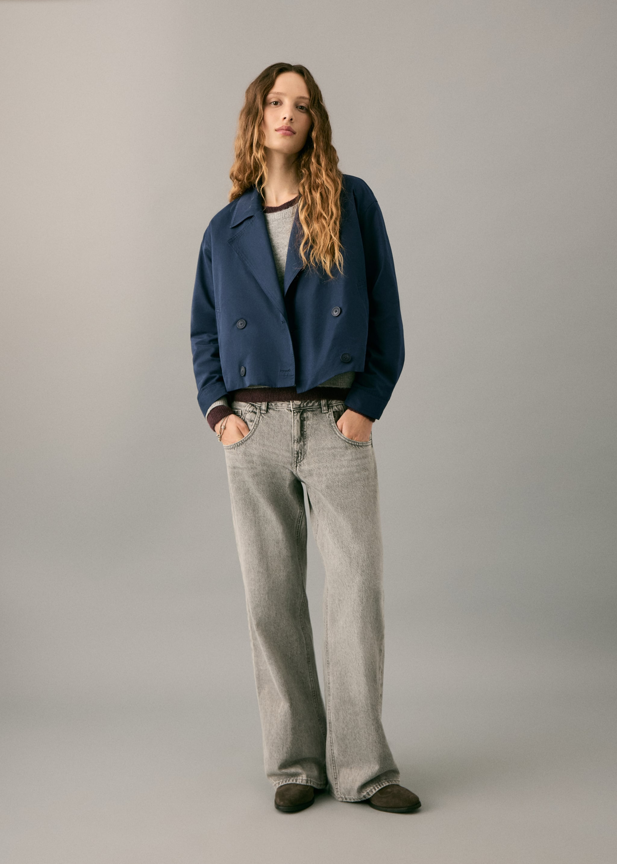 Short trench coat - General plane, Dark Navy. Ref: 27081517-00.