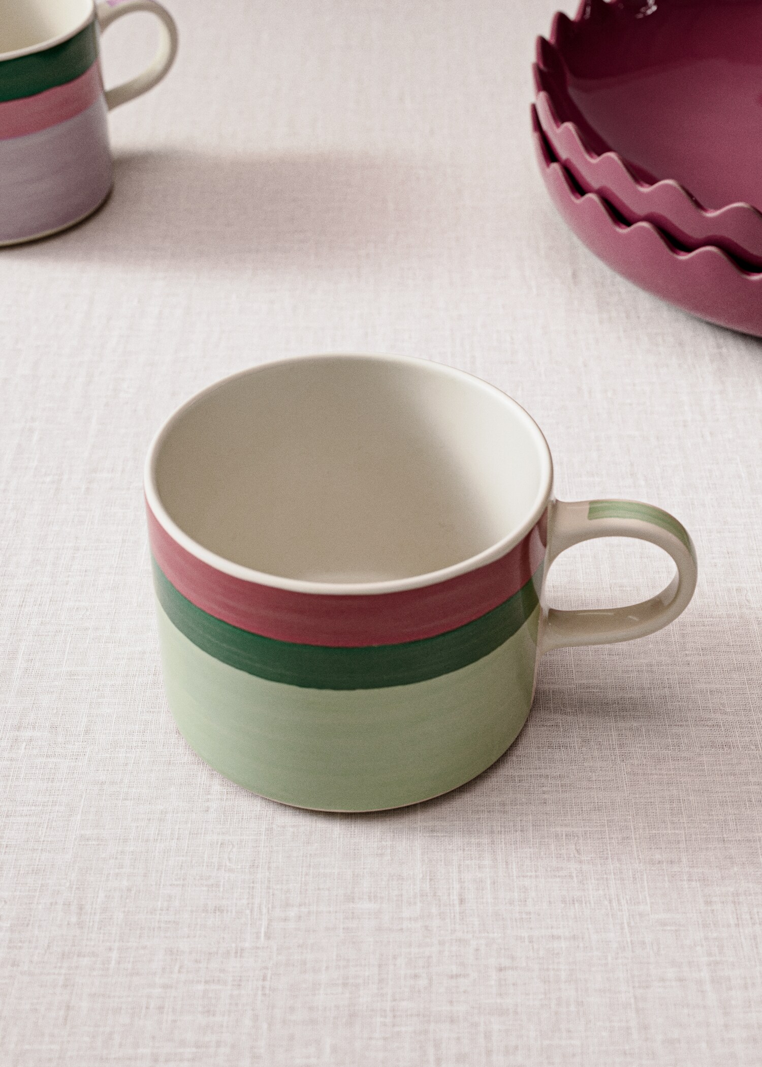 Tassa cafè gres ratlles color - Pla general