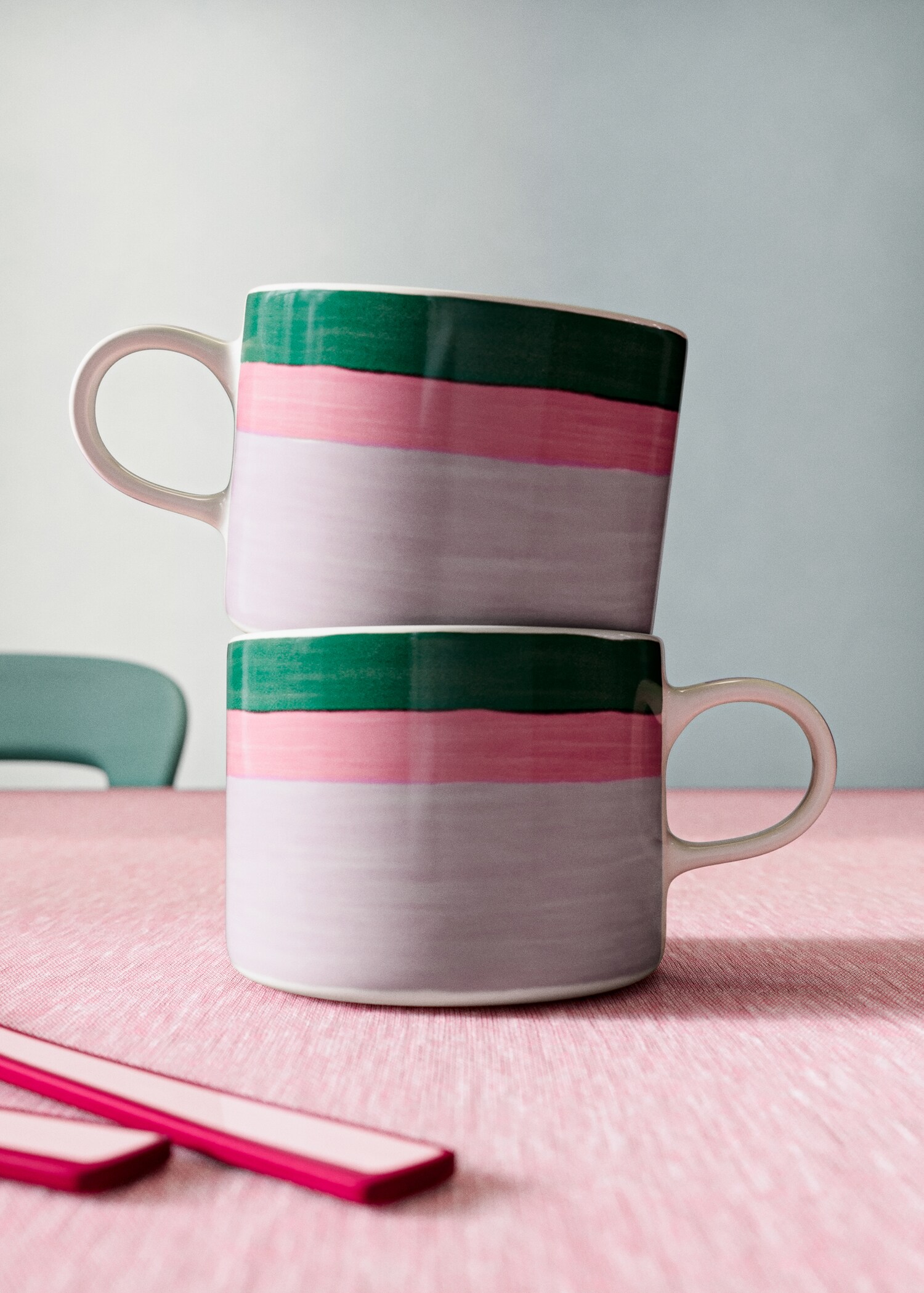 Tassa cafè gres ratlles color - Pla general