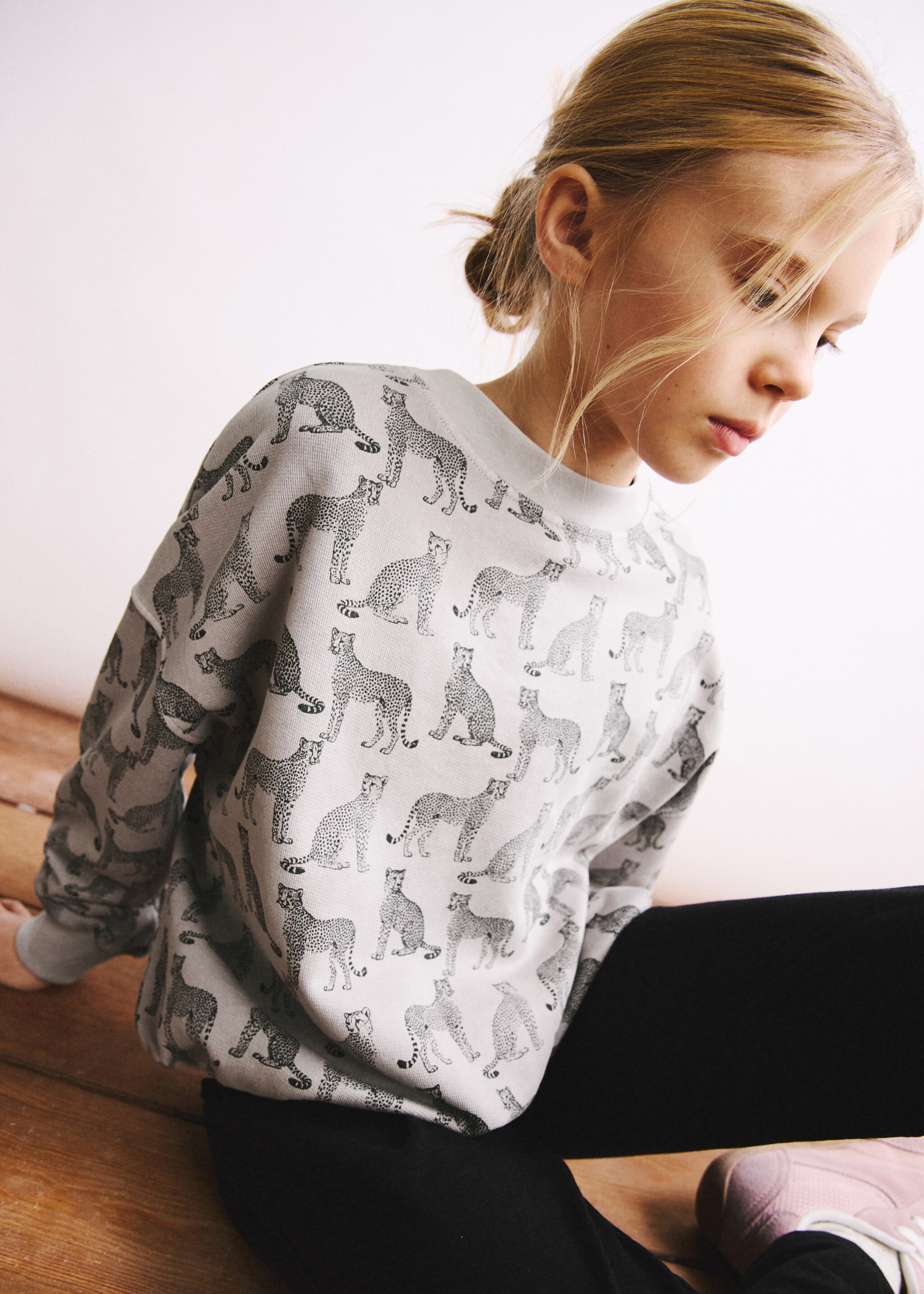 Printed cotton sweatshirt - General plane, Light Heather Grey. Ref: 27081534-00.