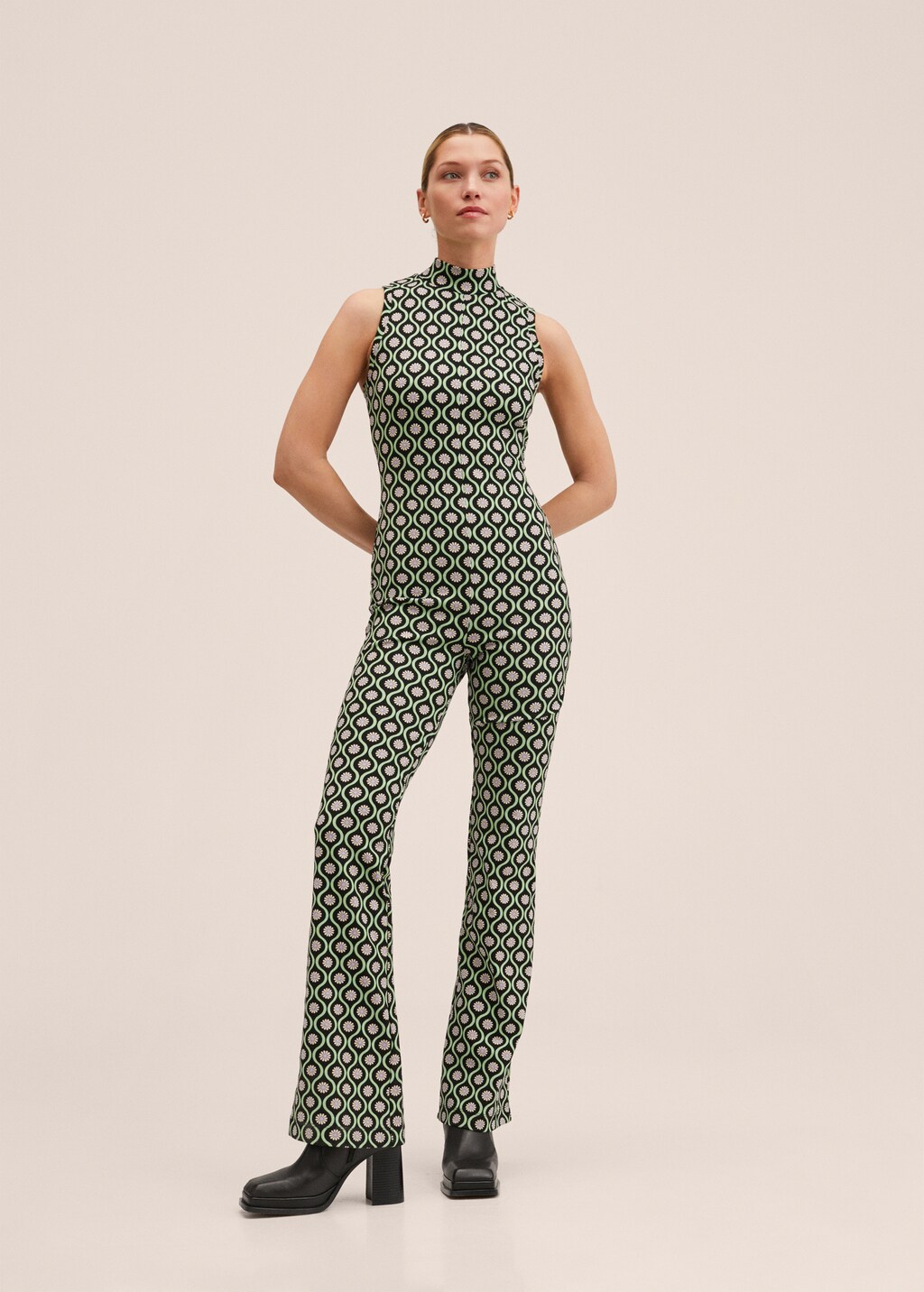 Mango long printed jumpsuit sale