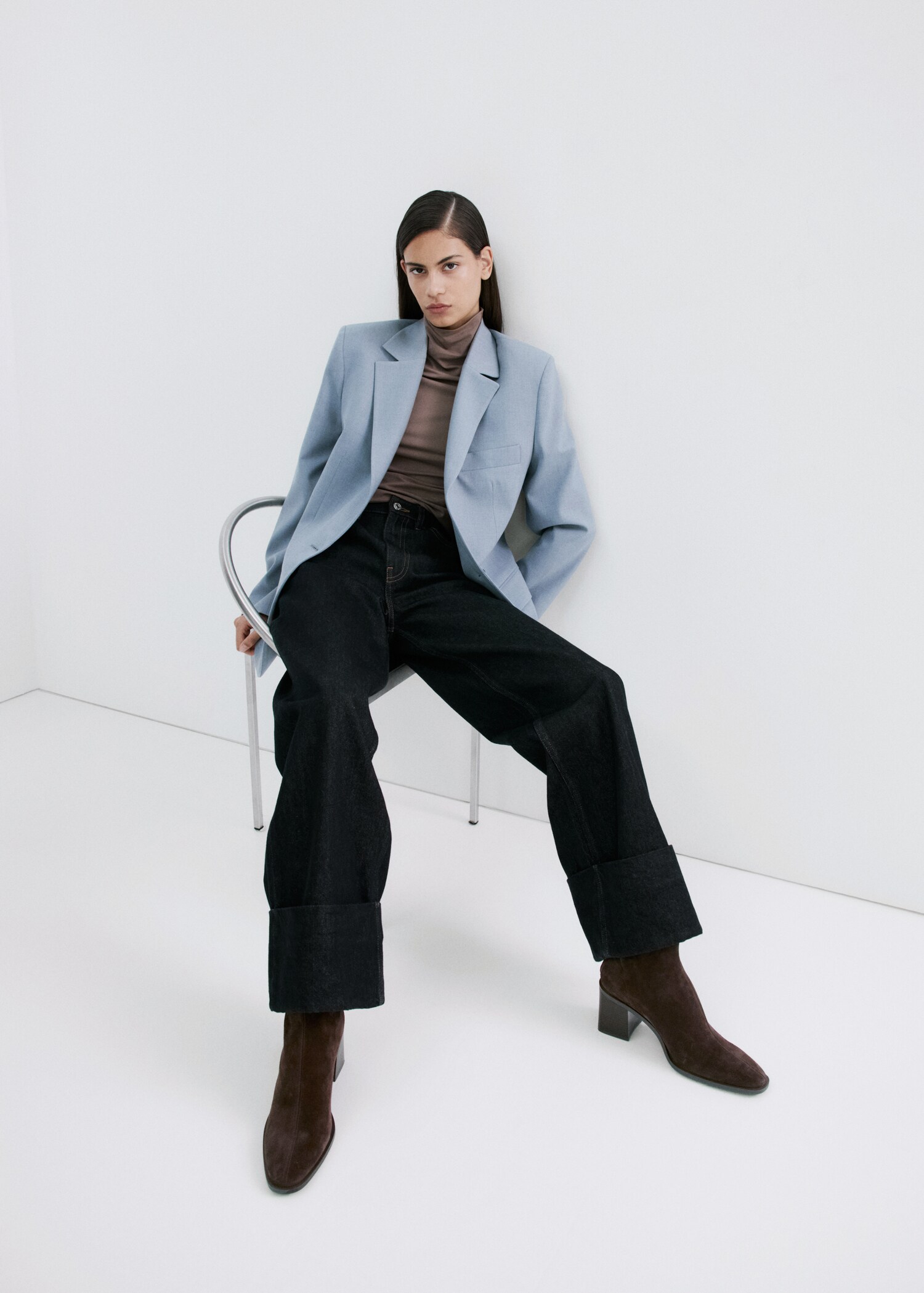 Suede block-heel boots - General plane