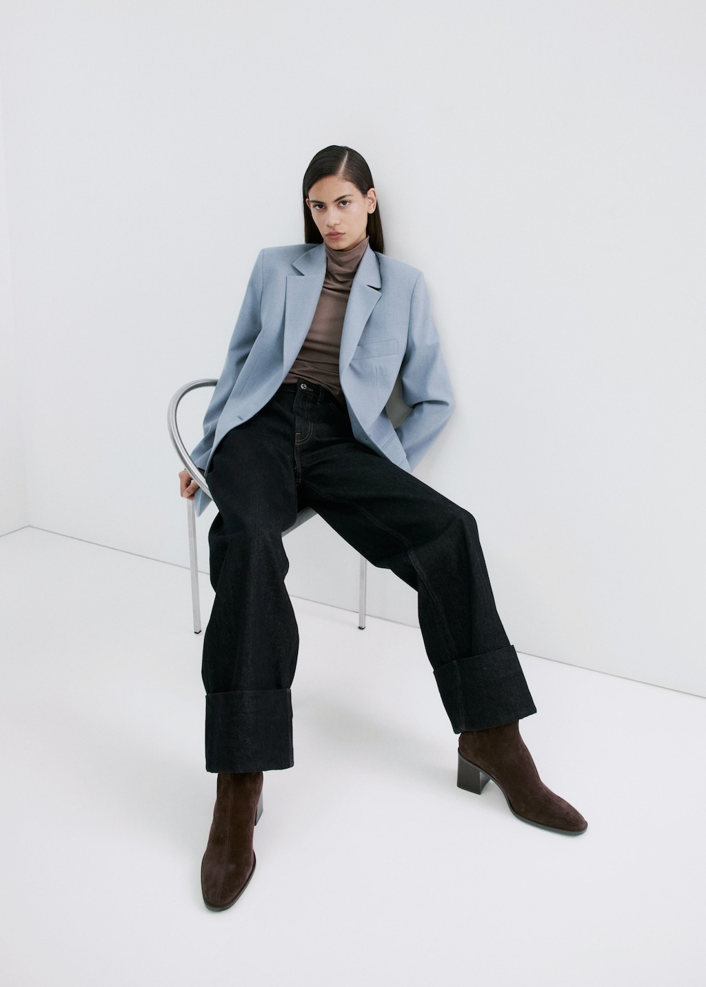 Suede block-heel boots