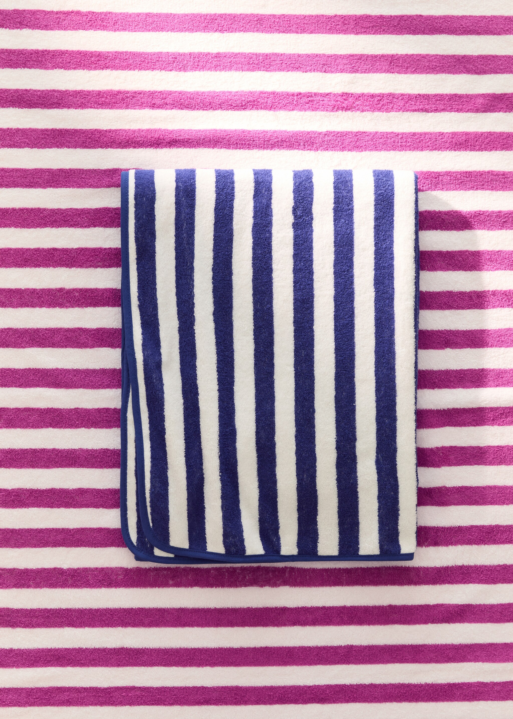 Cotton striped beach towel - General plane, Blue. Ref: 27082554-00.