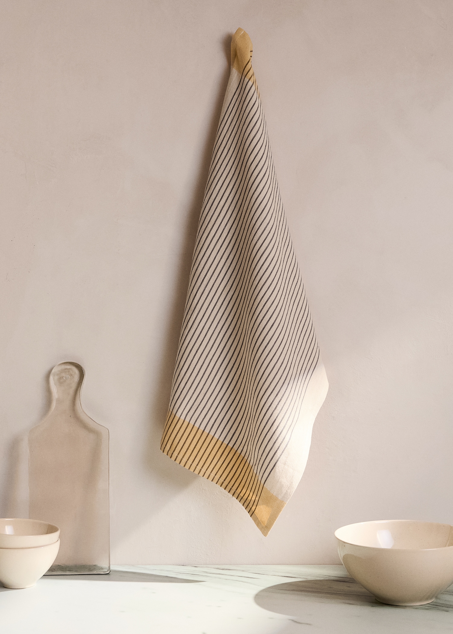 Torchon de cuisine coton et lin rayures - Plan général