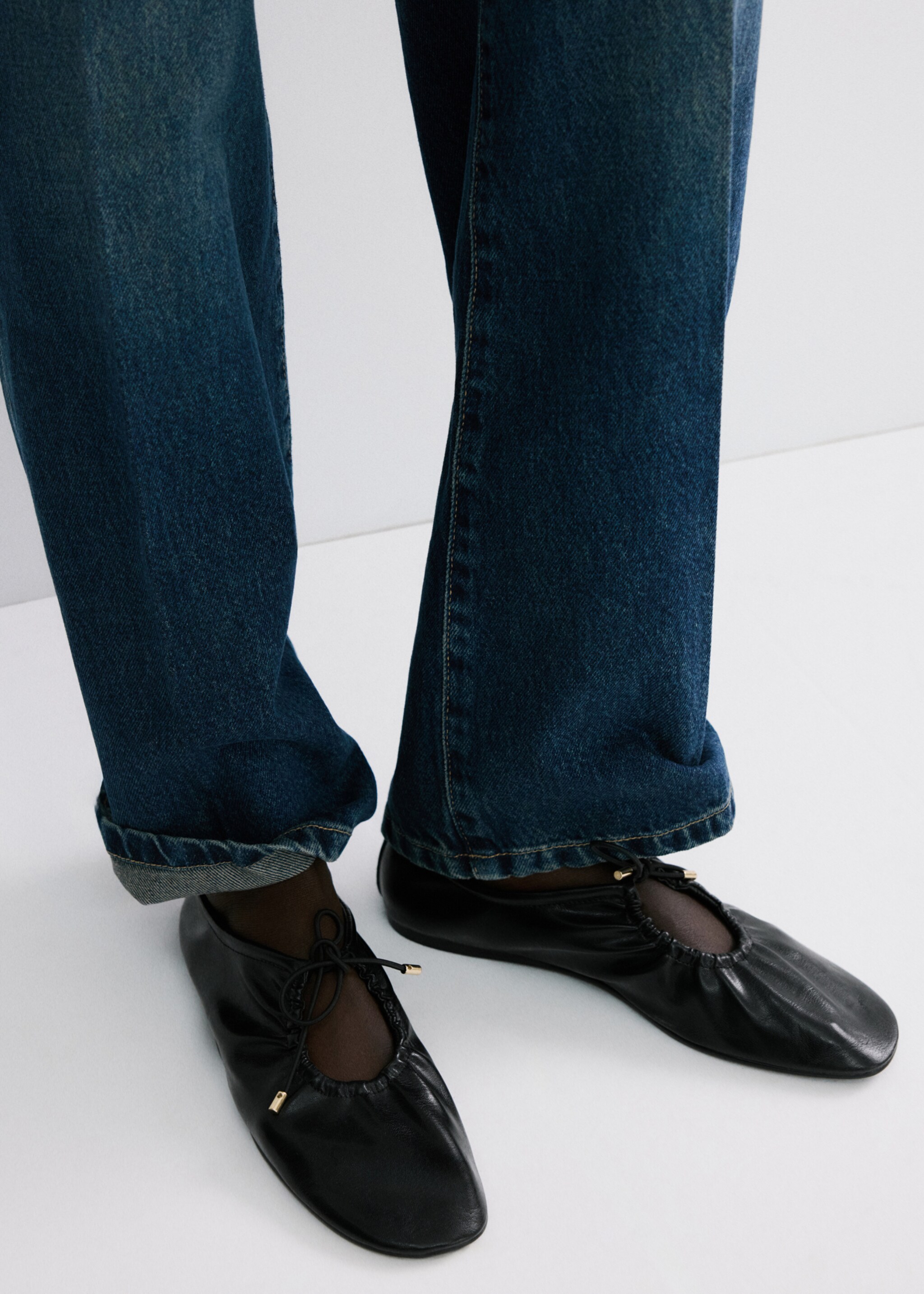 Ruched shoes with bow - General plane, Black. Ref: 27083268-00.