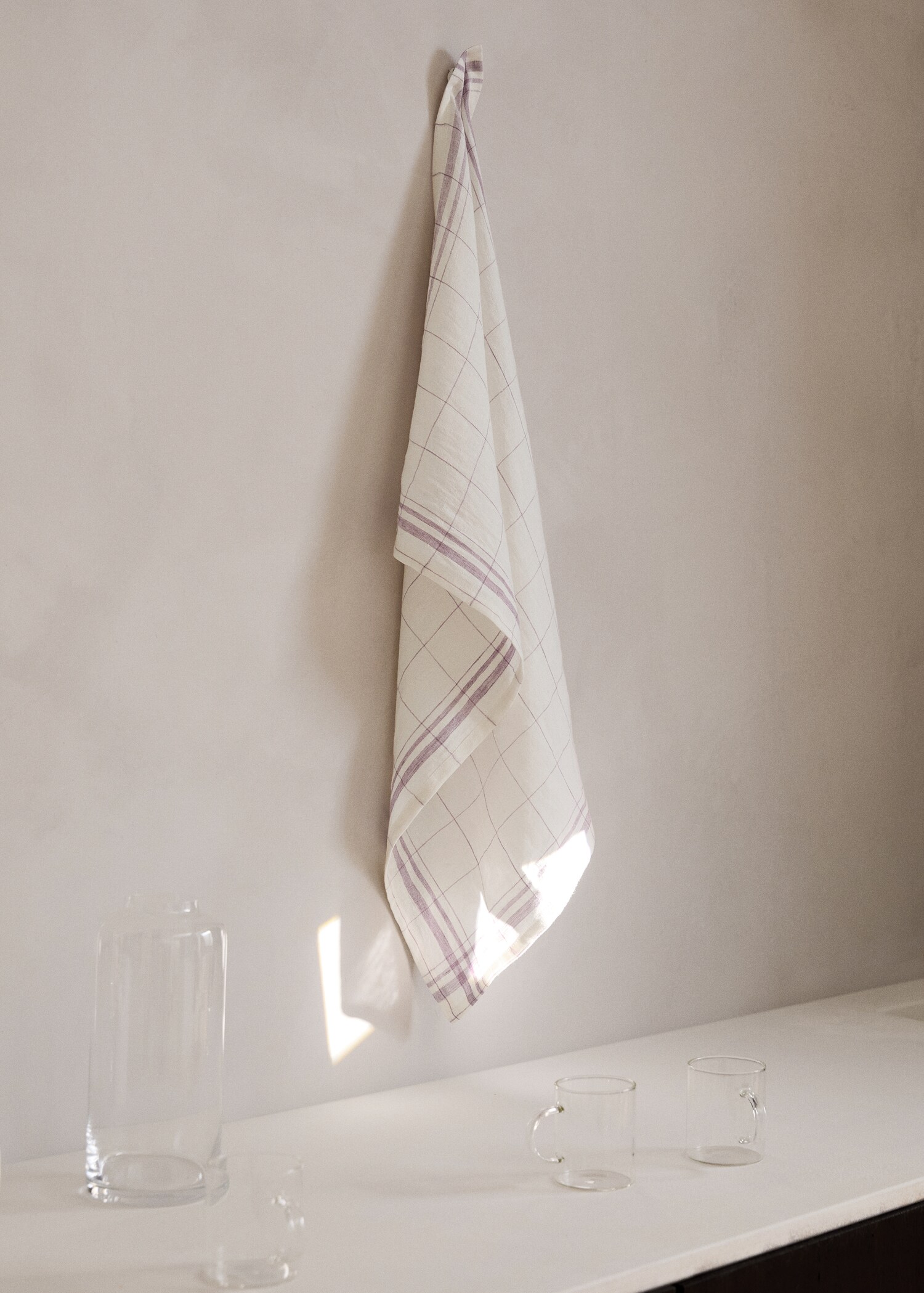 100% linen check-design tea towel - General plane
