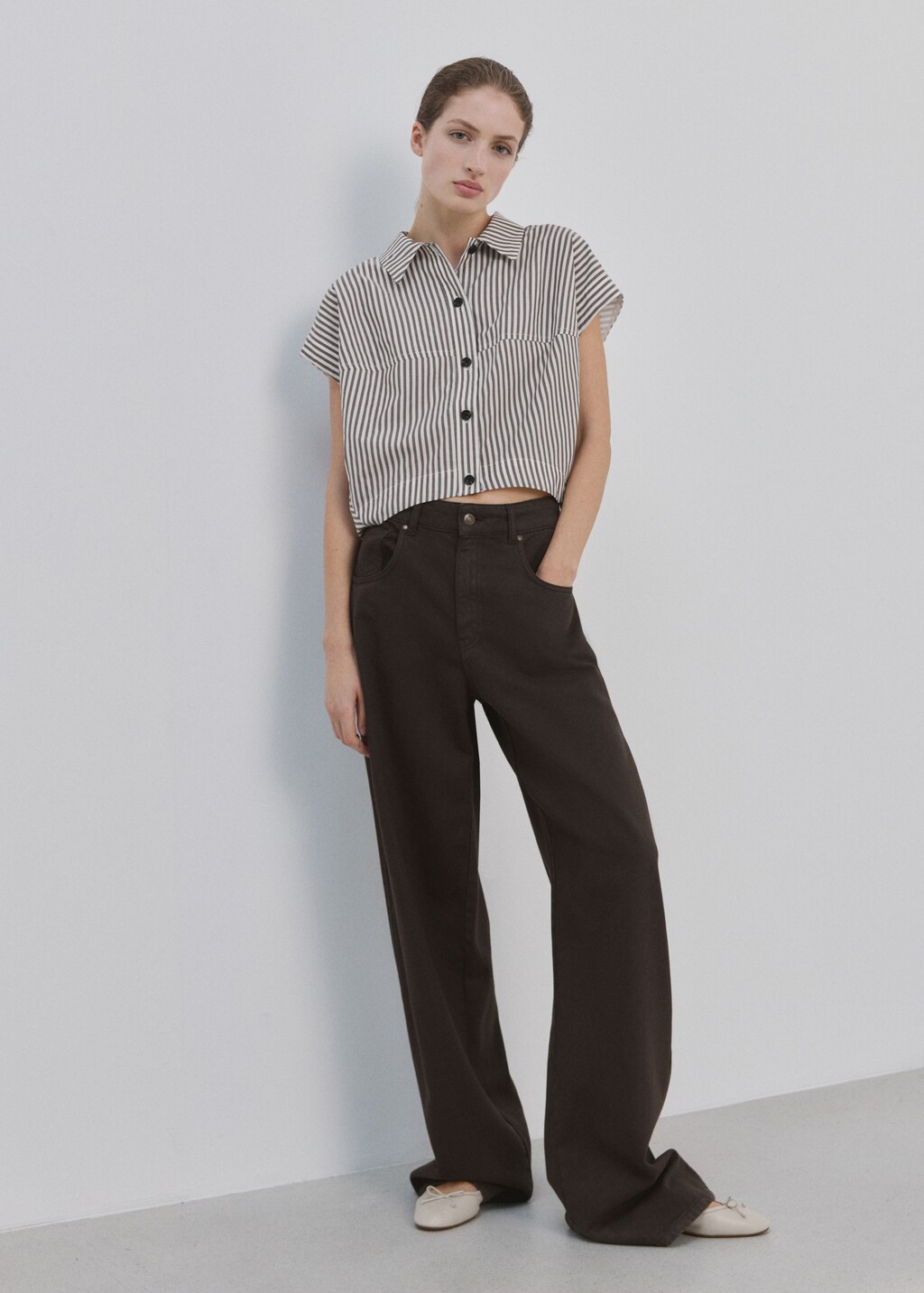 Striped cropped shirt - image 2