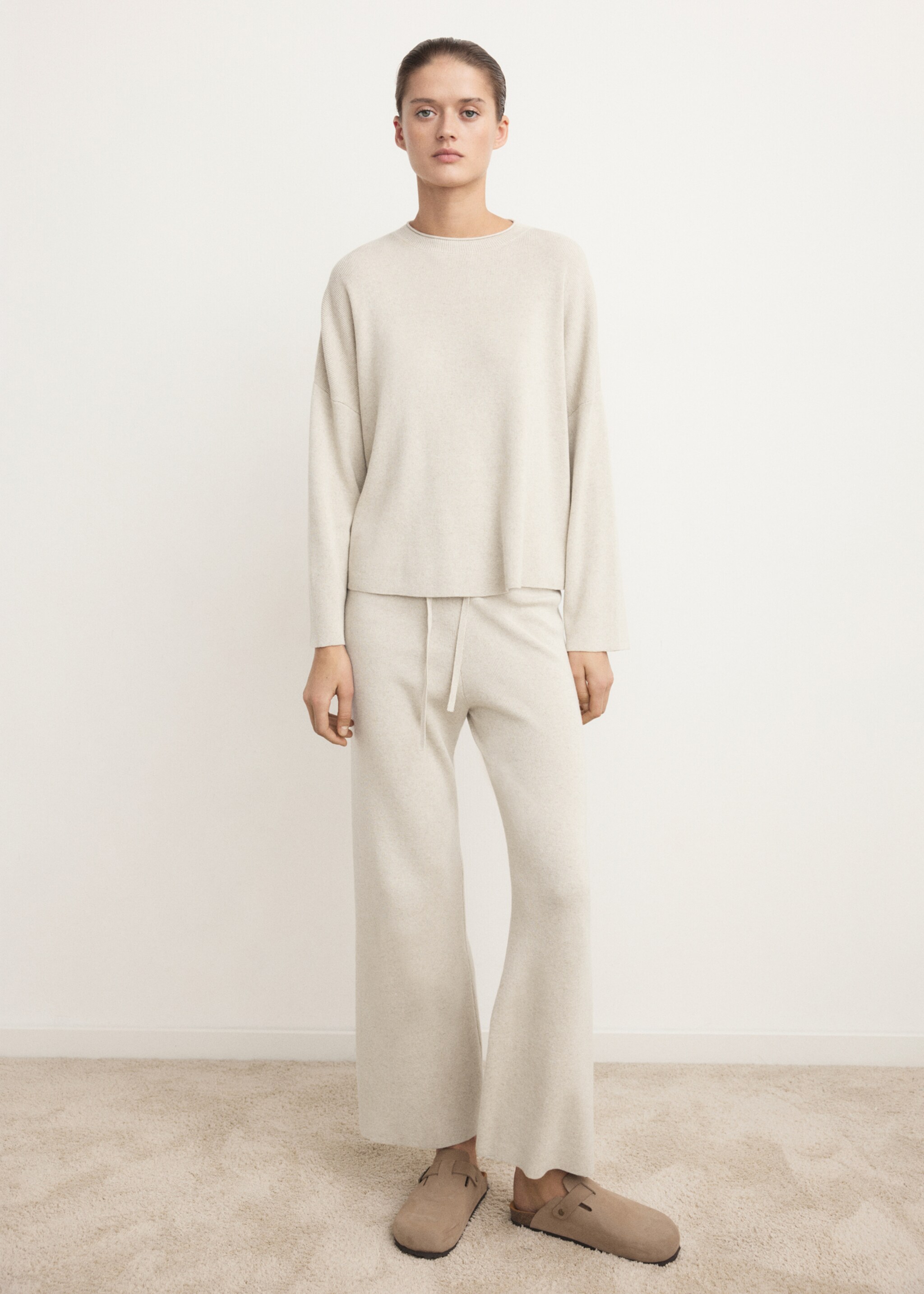 Sweatshirt aus fließendem Baumwoll-Leinen-Stoff - Allgemeine Ansicht, Beige. Ref: 27083317-00.