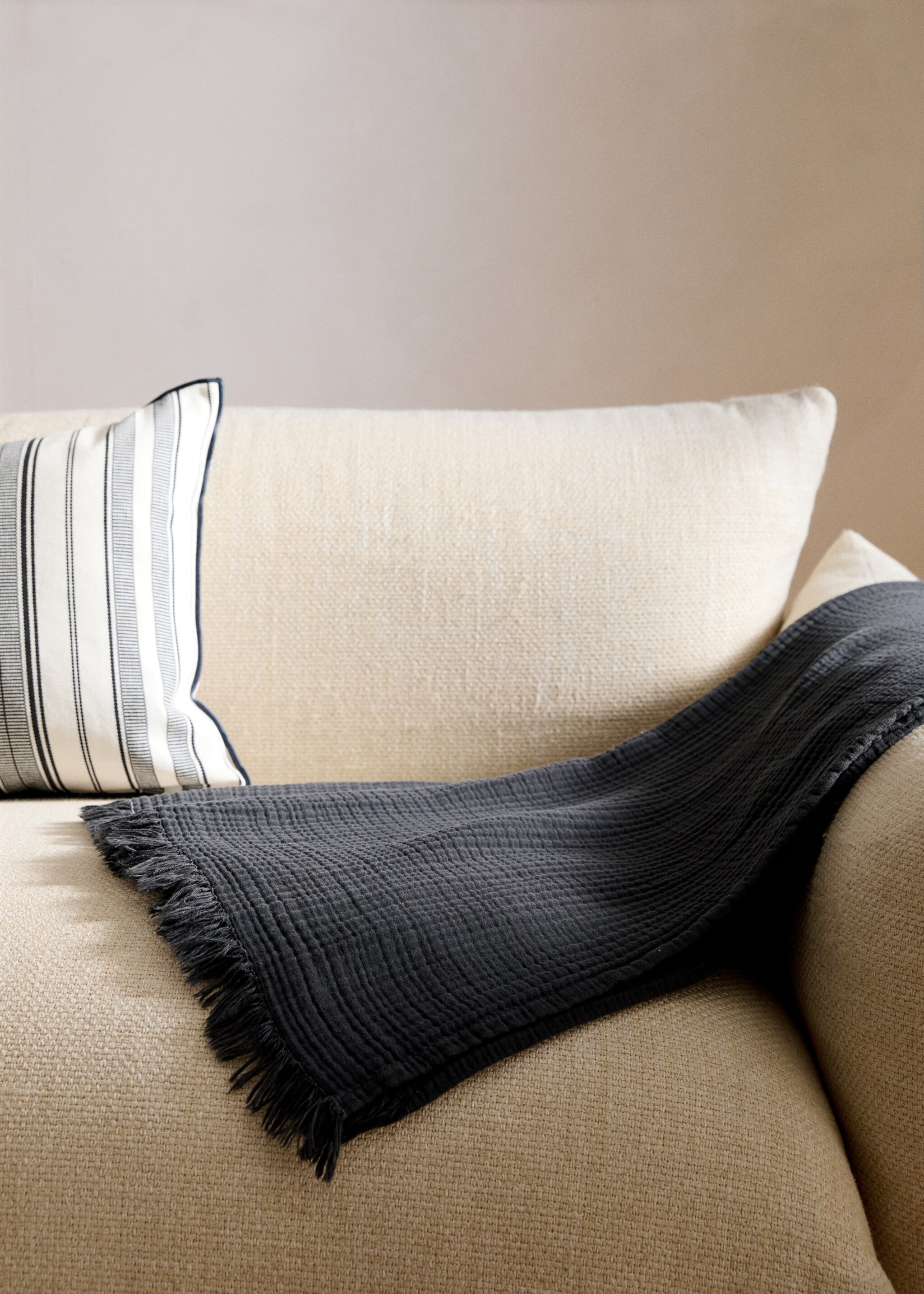 Manta cotó gasa - Pla general, Gris antracita. Ref: 27083322-00.