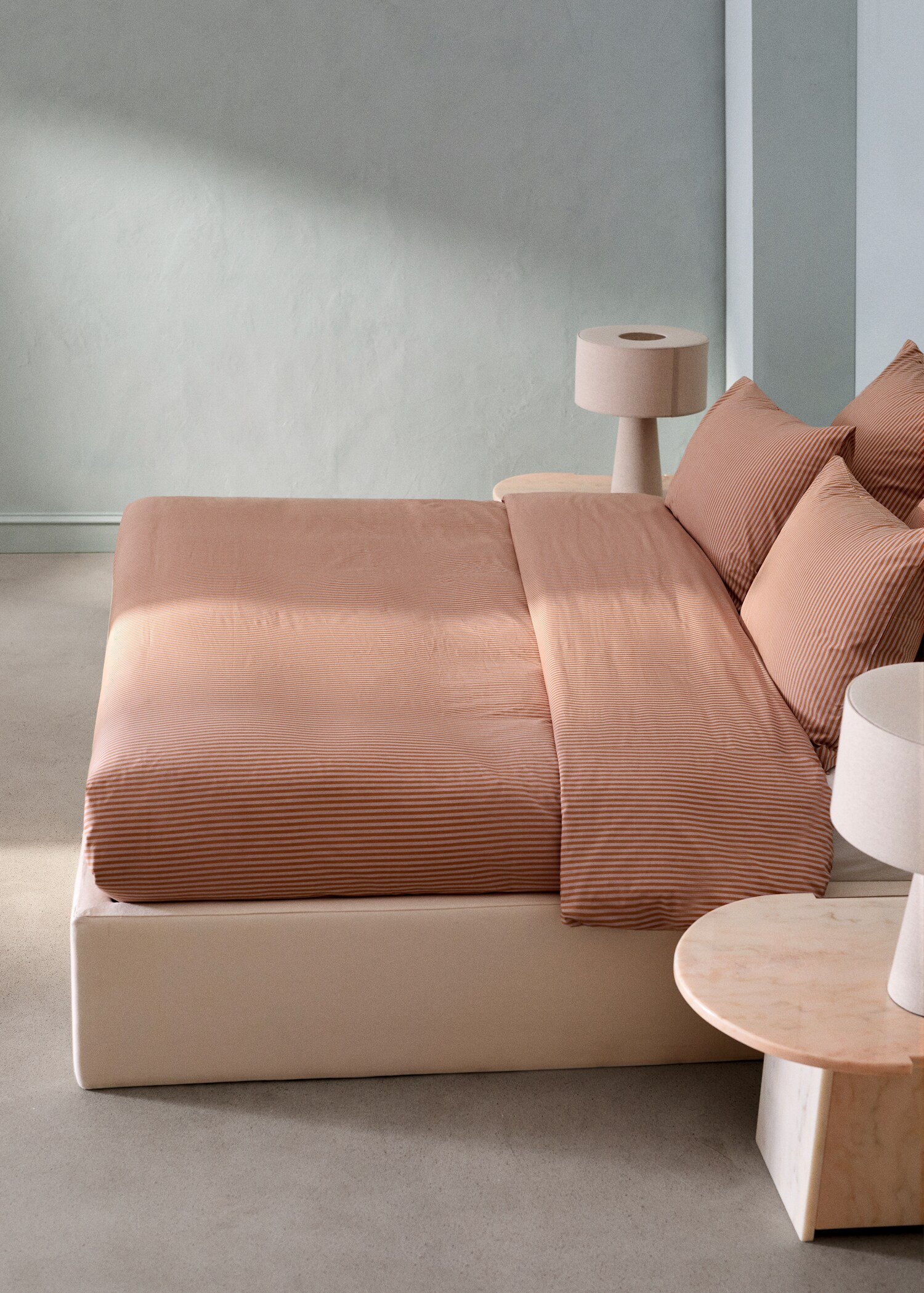 Housse de couette percale de coton à fines rayures Lit 90 cm - Plan général