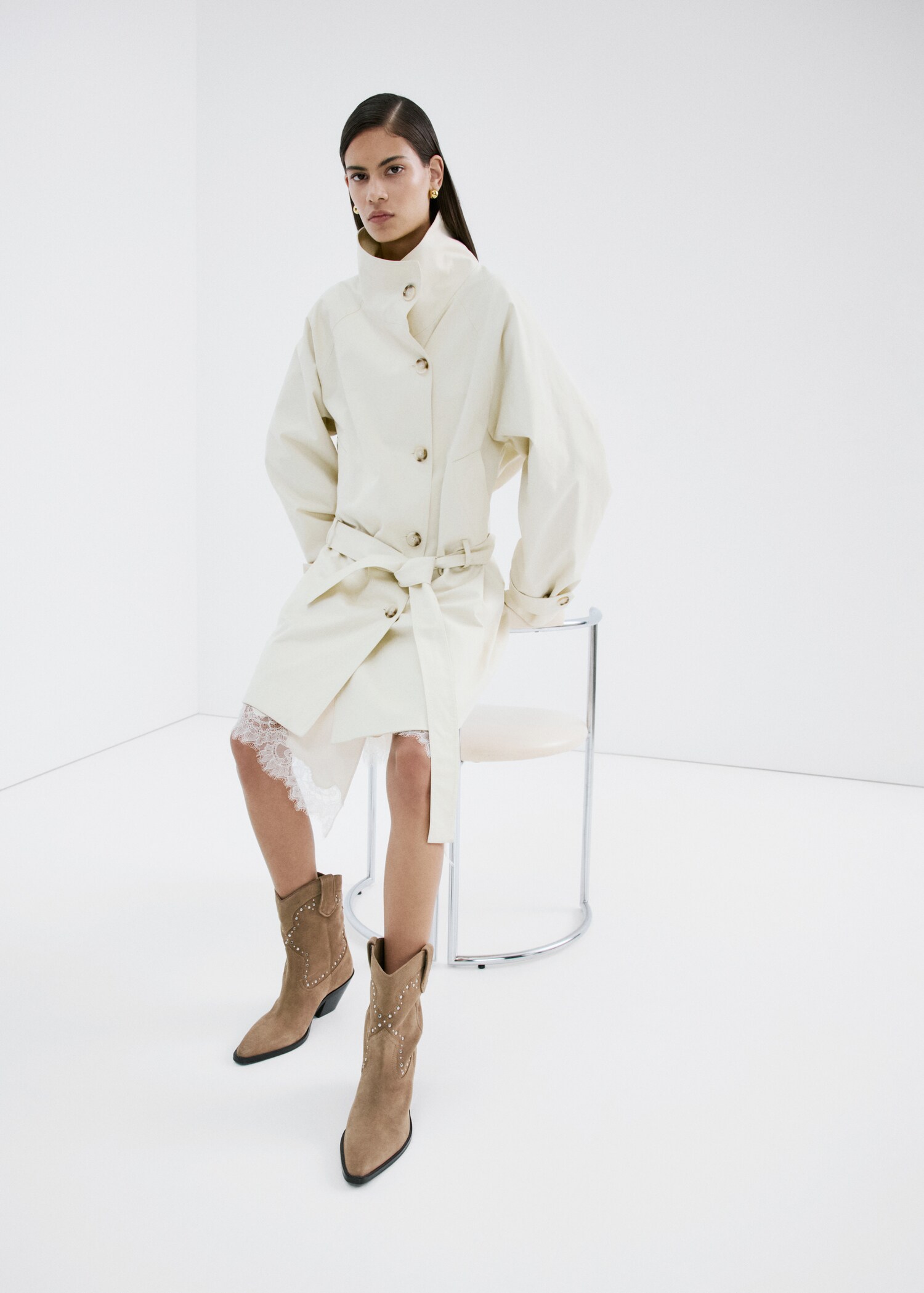 Suede block-heel boots - General plane