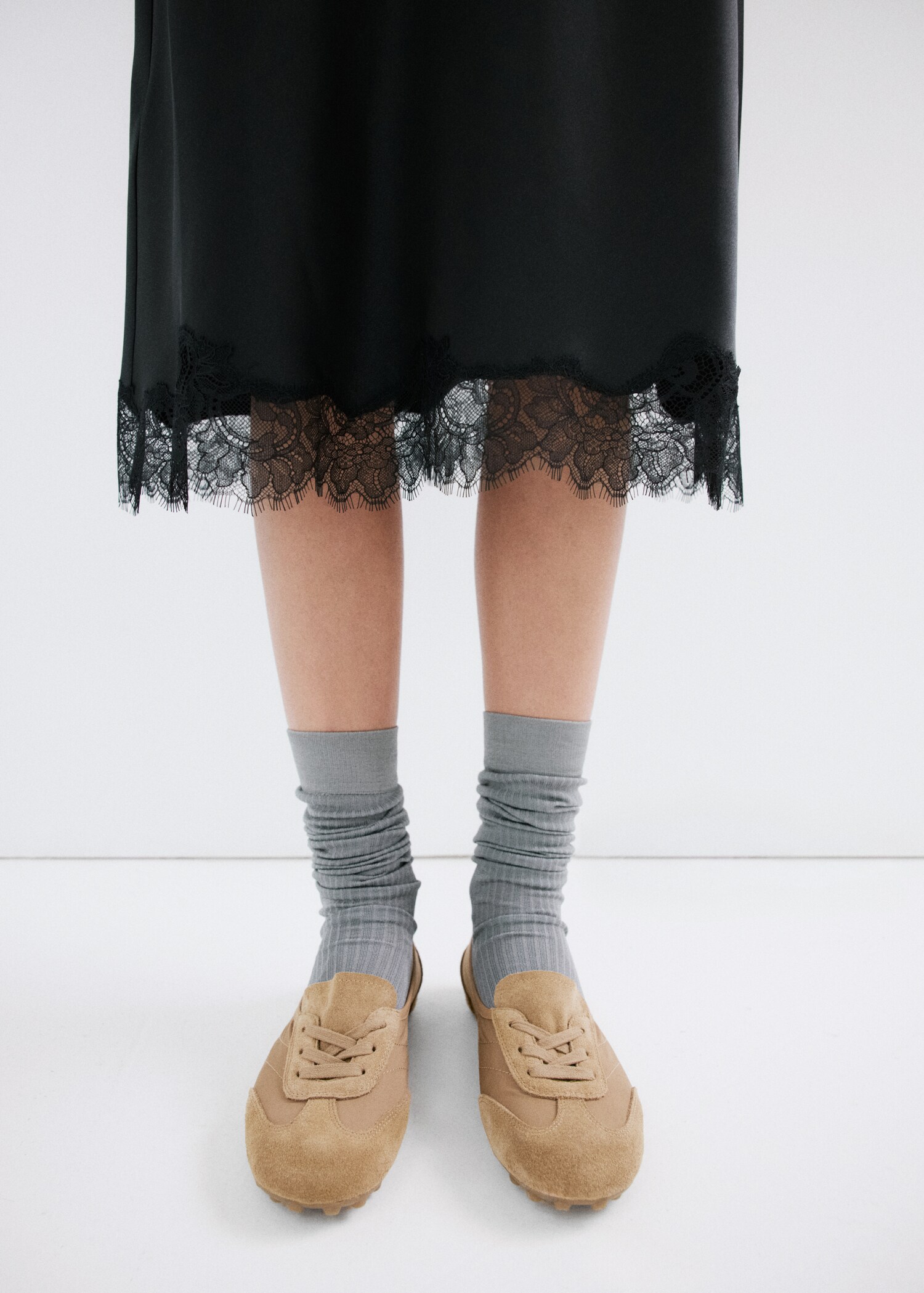 Mixed suede trainers - General plane