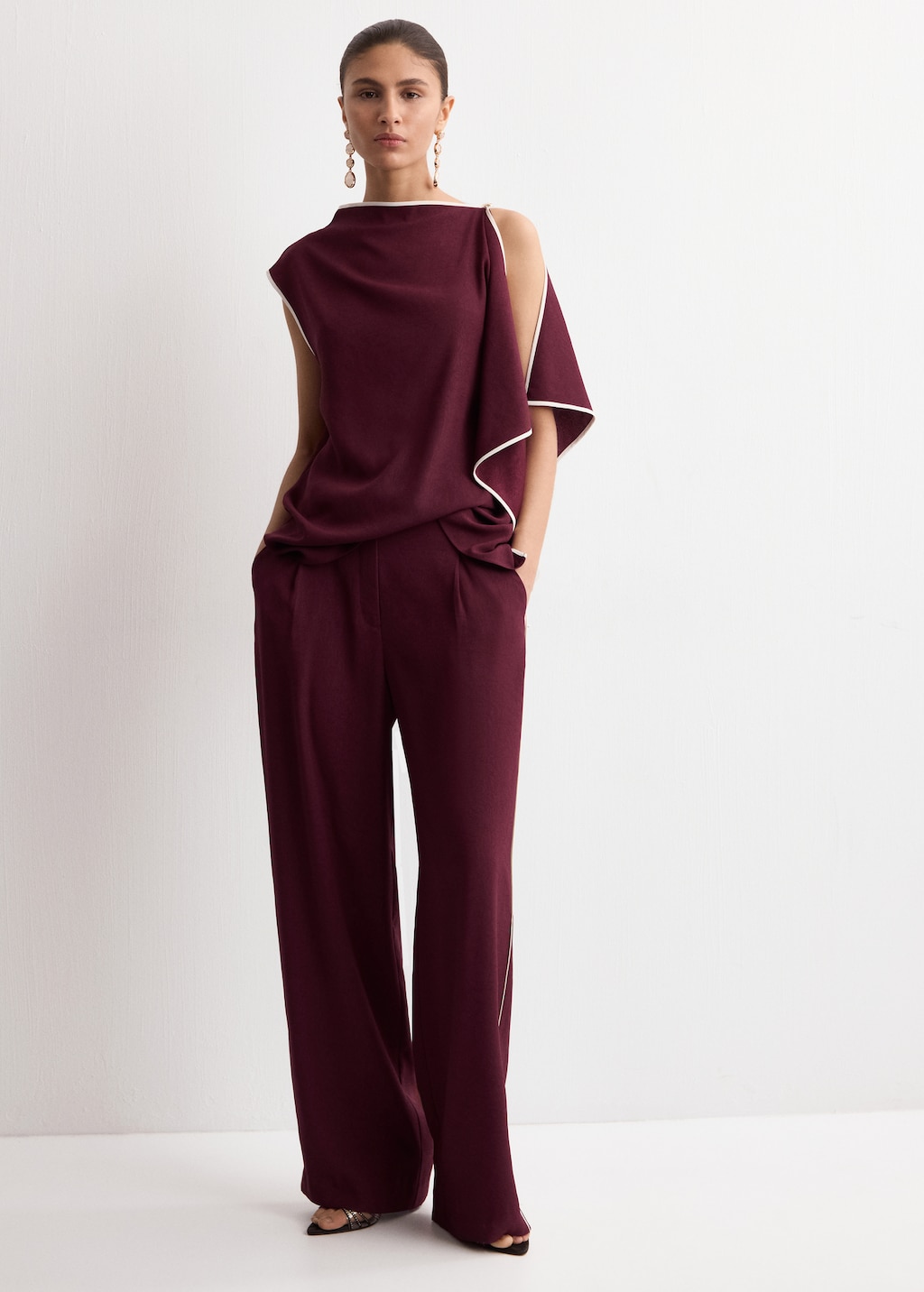 Ruffle asymmetric blouse