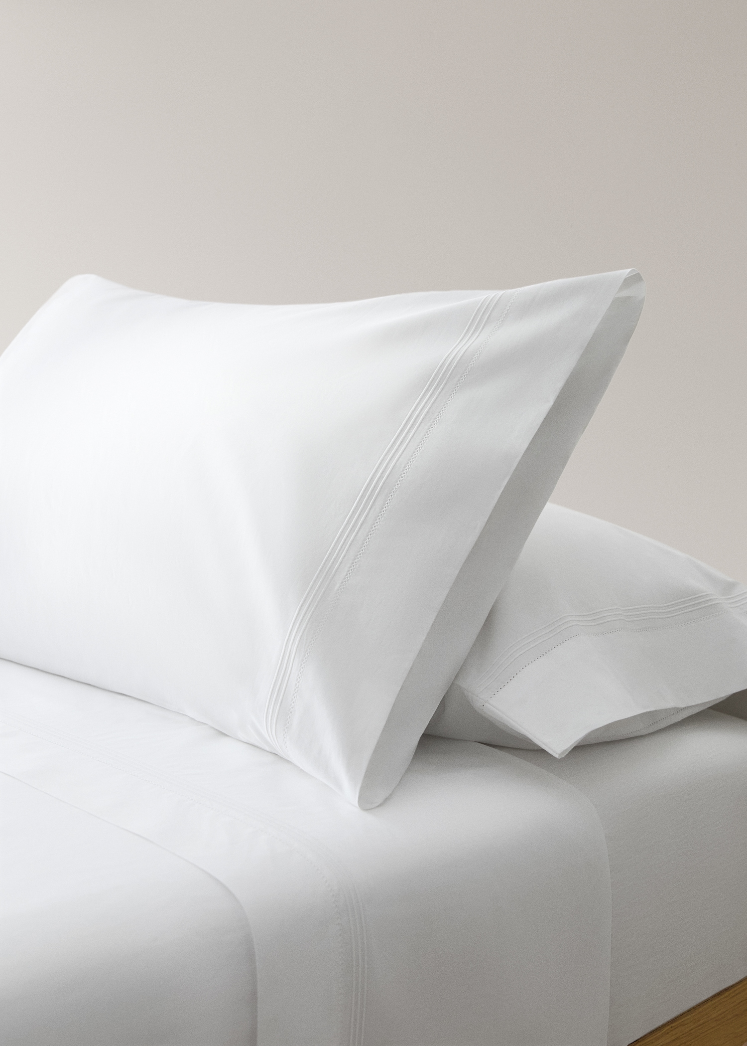 Percale cotton pillowcase with hemstitch 45x110 cm - General plane