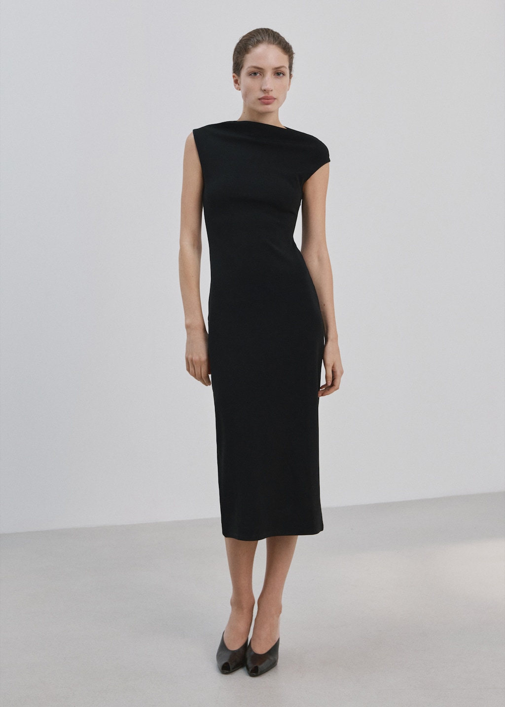 Mango Asymmetrical-neck midi-dress