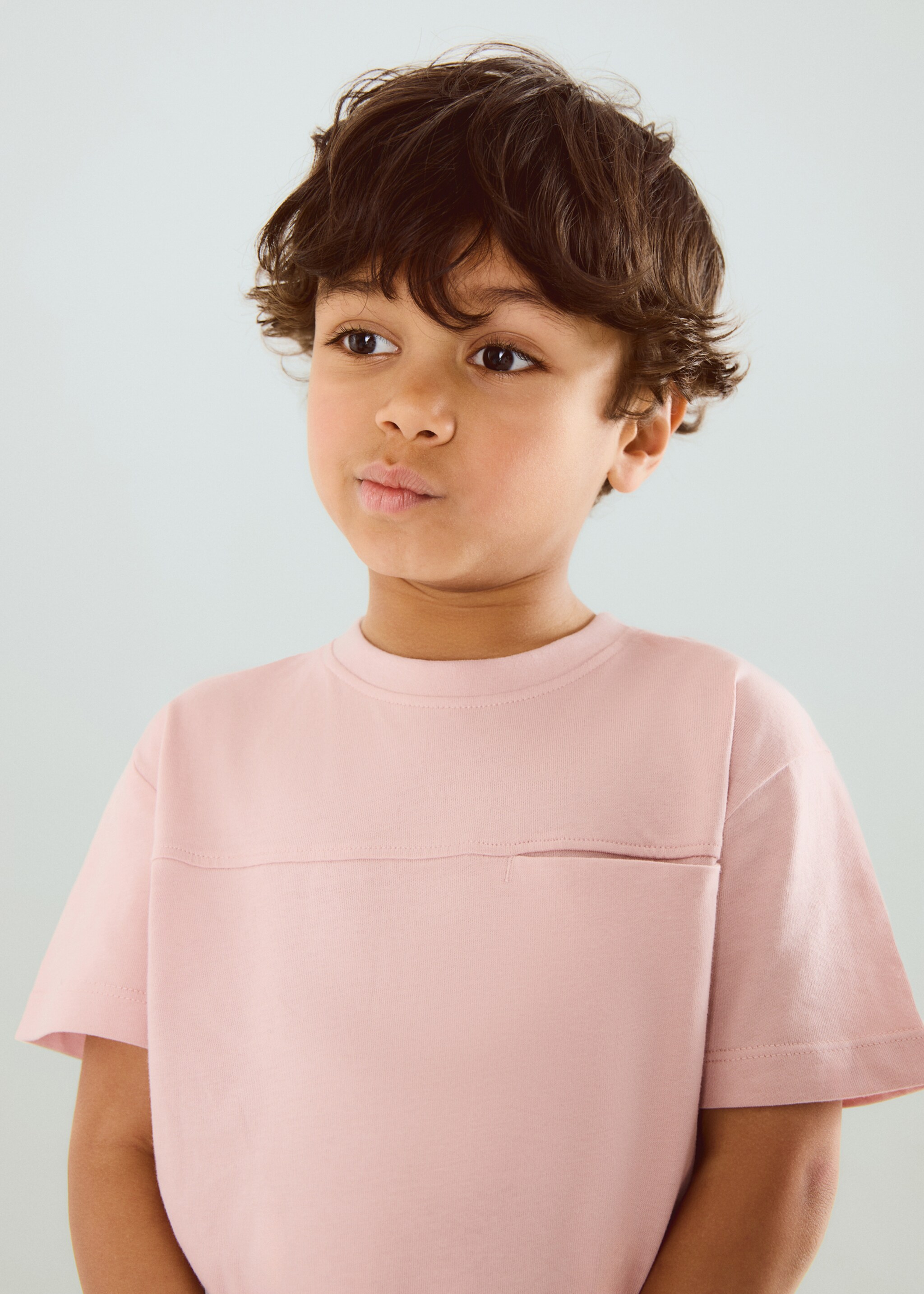 Basic pocket t-shirt - General plane, Pale Pink. Ref: 27084407-00.