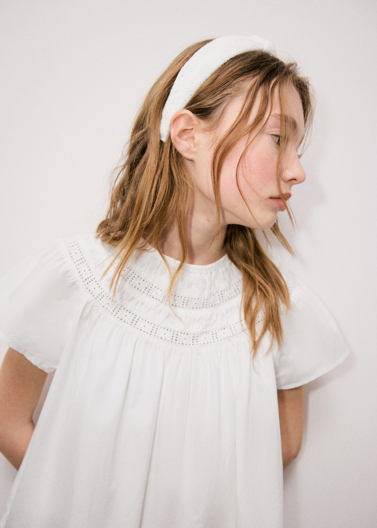 Cotton embroidered hairband - General plane