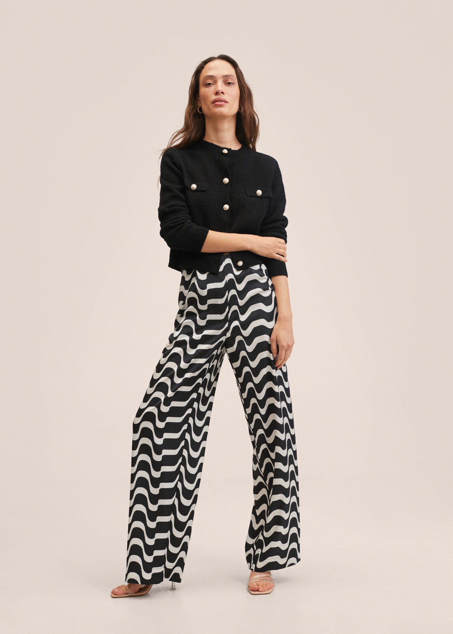 Straight wave-print trousers - General plane