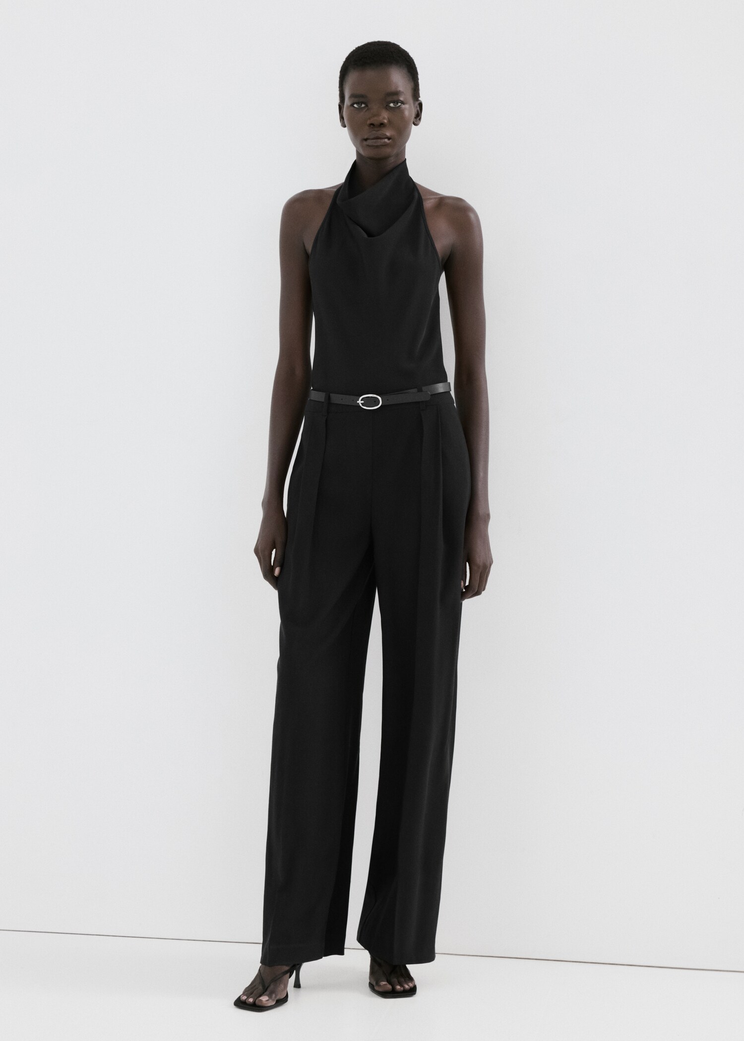 Halter neck jumpsuit with combined detailing - General plane
