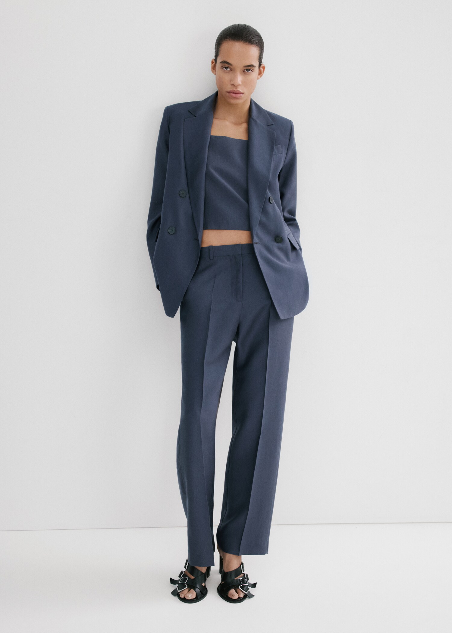 Blazer recta traje lyocell - Plano general