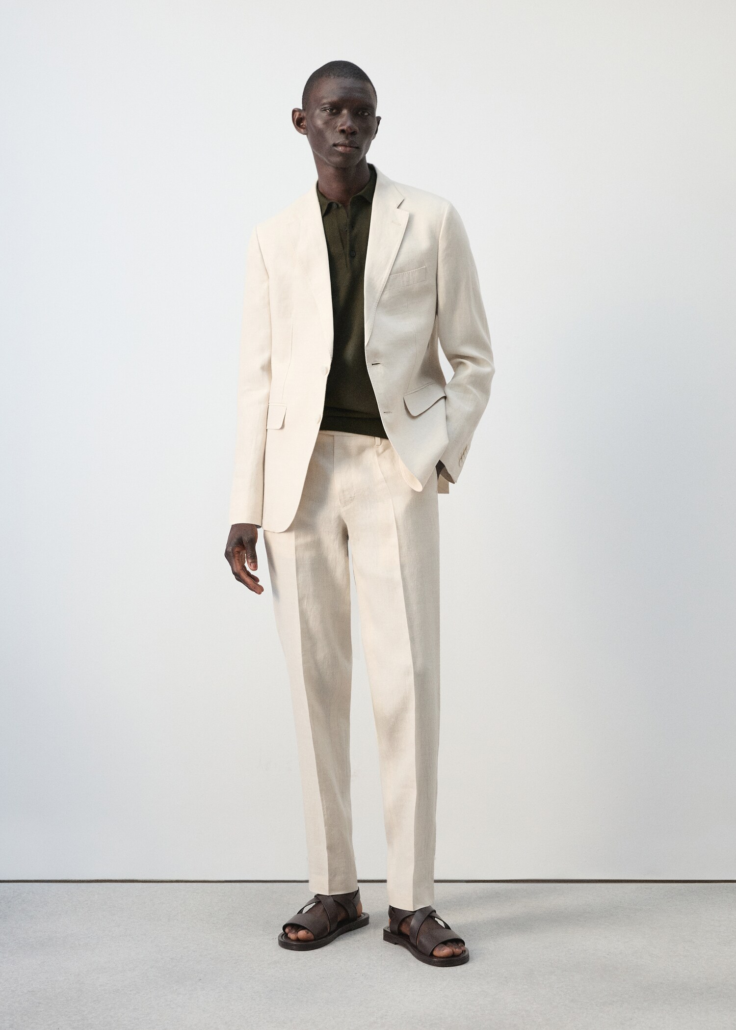 Pantalón traje Amalfi 100% lino slim fit - Plano general