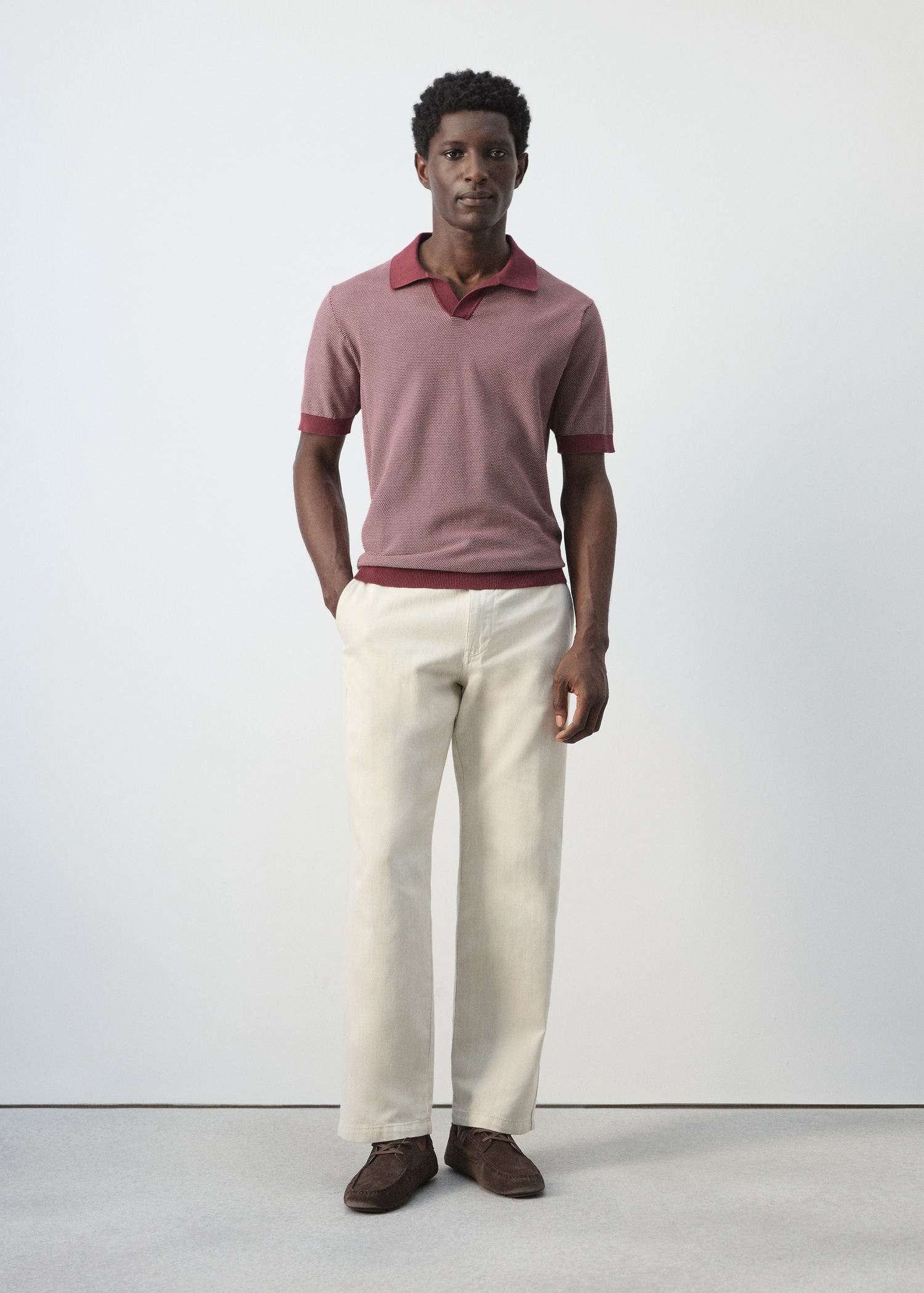 Polo aus 100% Baumwolle in kombiniertem Strick - Allgemeine Ansicht