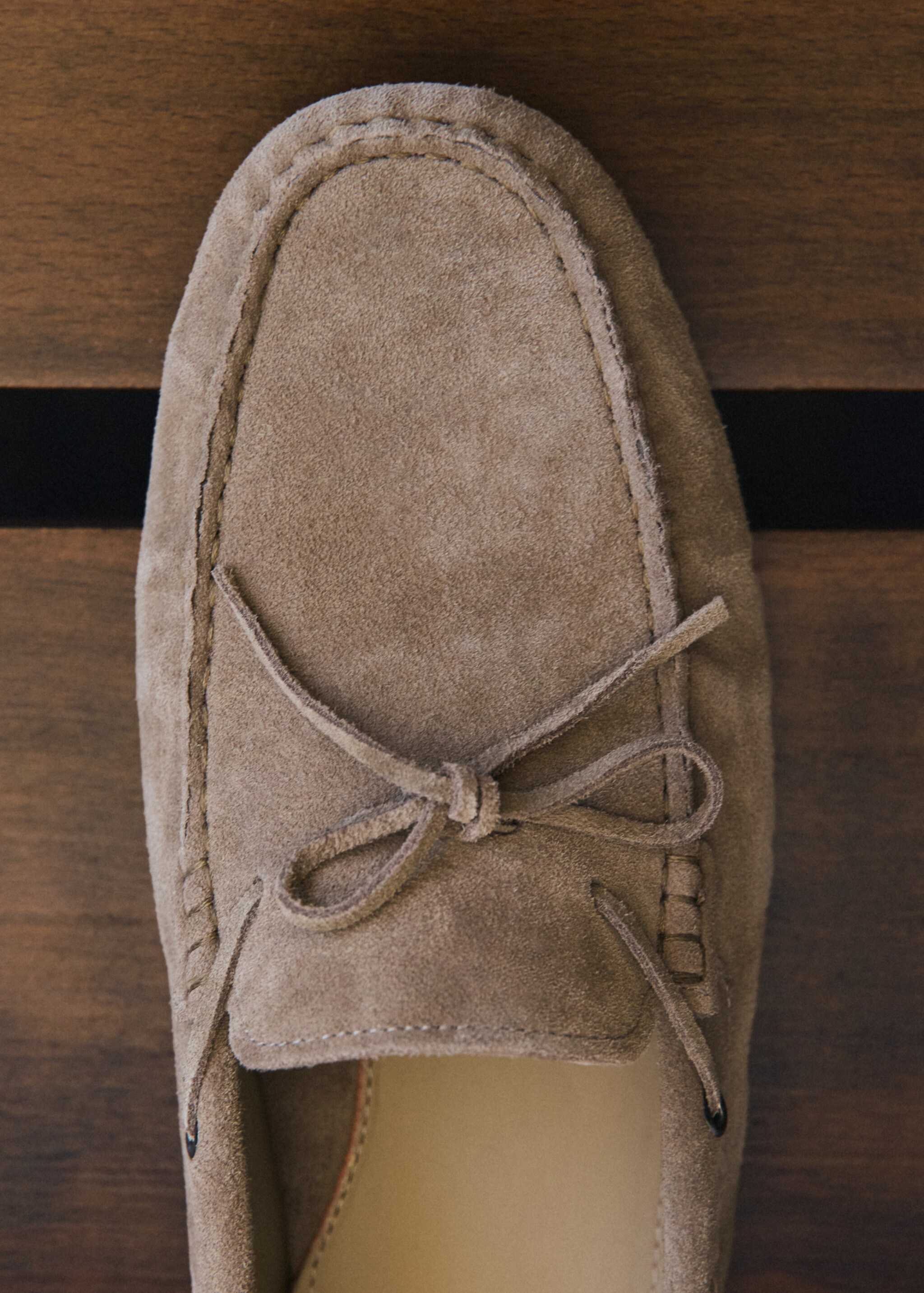 Mocassins driver en daim cordons - Plan général, Sable. Ref: 27085942-00.