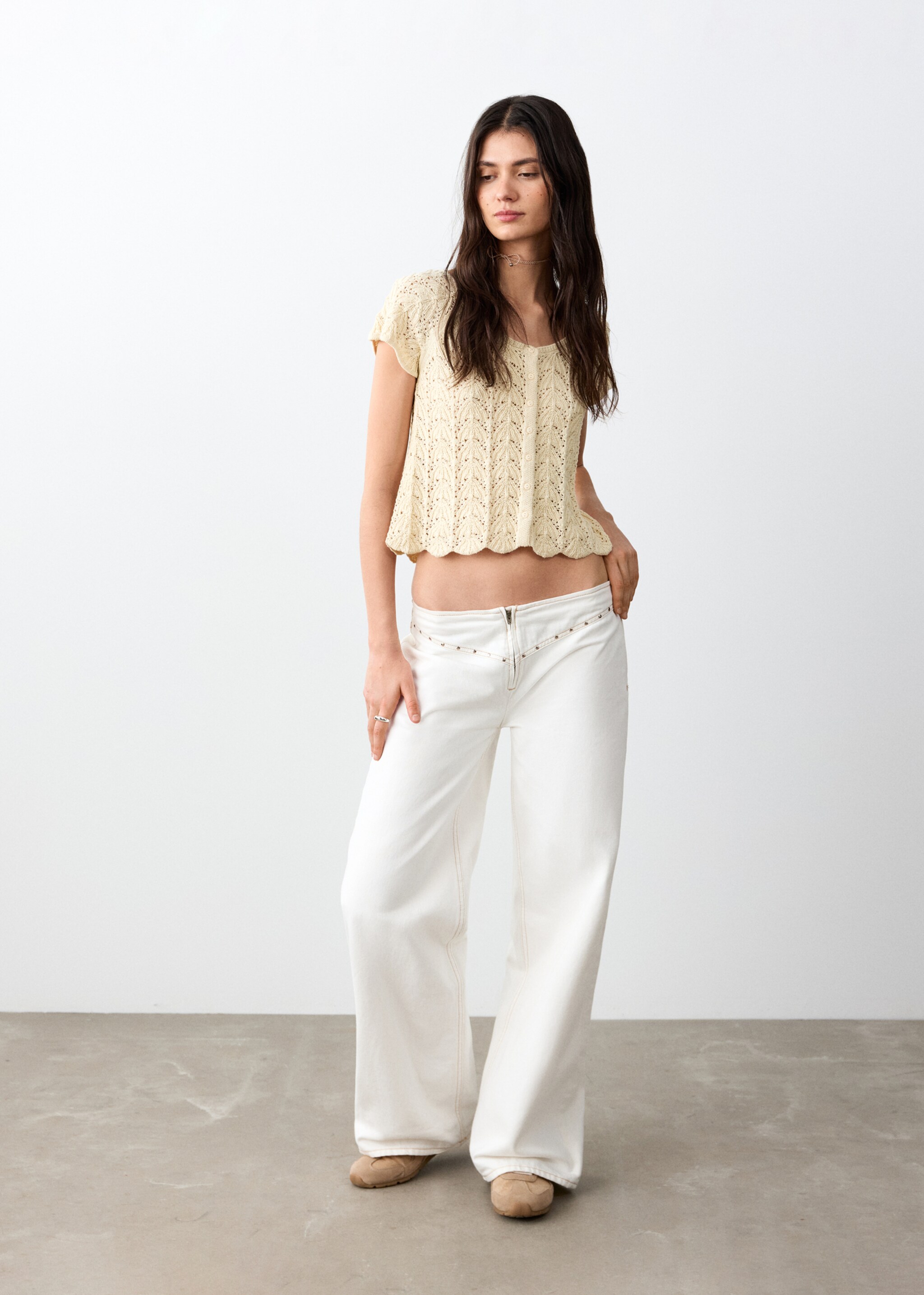 Openwork knit top - General plane, Yellow. Ref: 27085958-00.