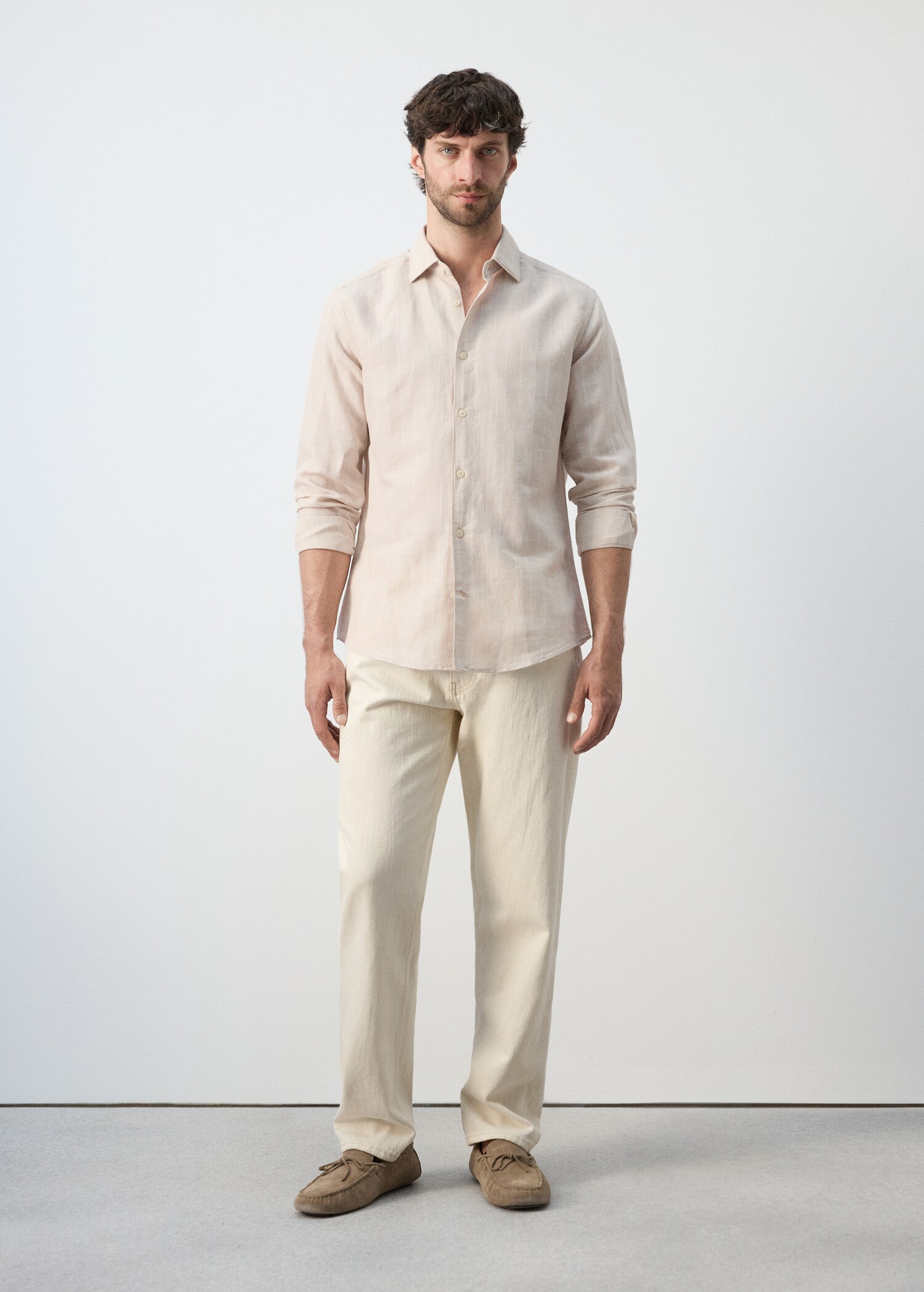 Linen cotton slim fit striped shirt - General plane