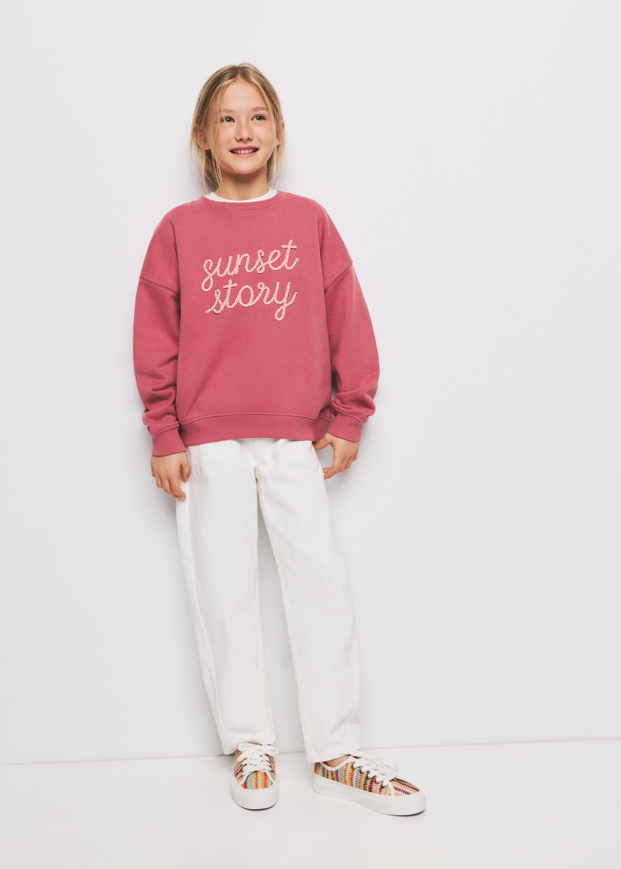 Embossed text sweatshirt - General plane, Strawberry. Ref: 27086342-00.