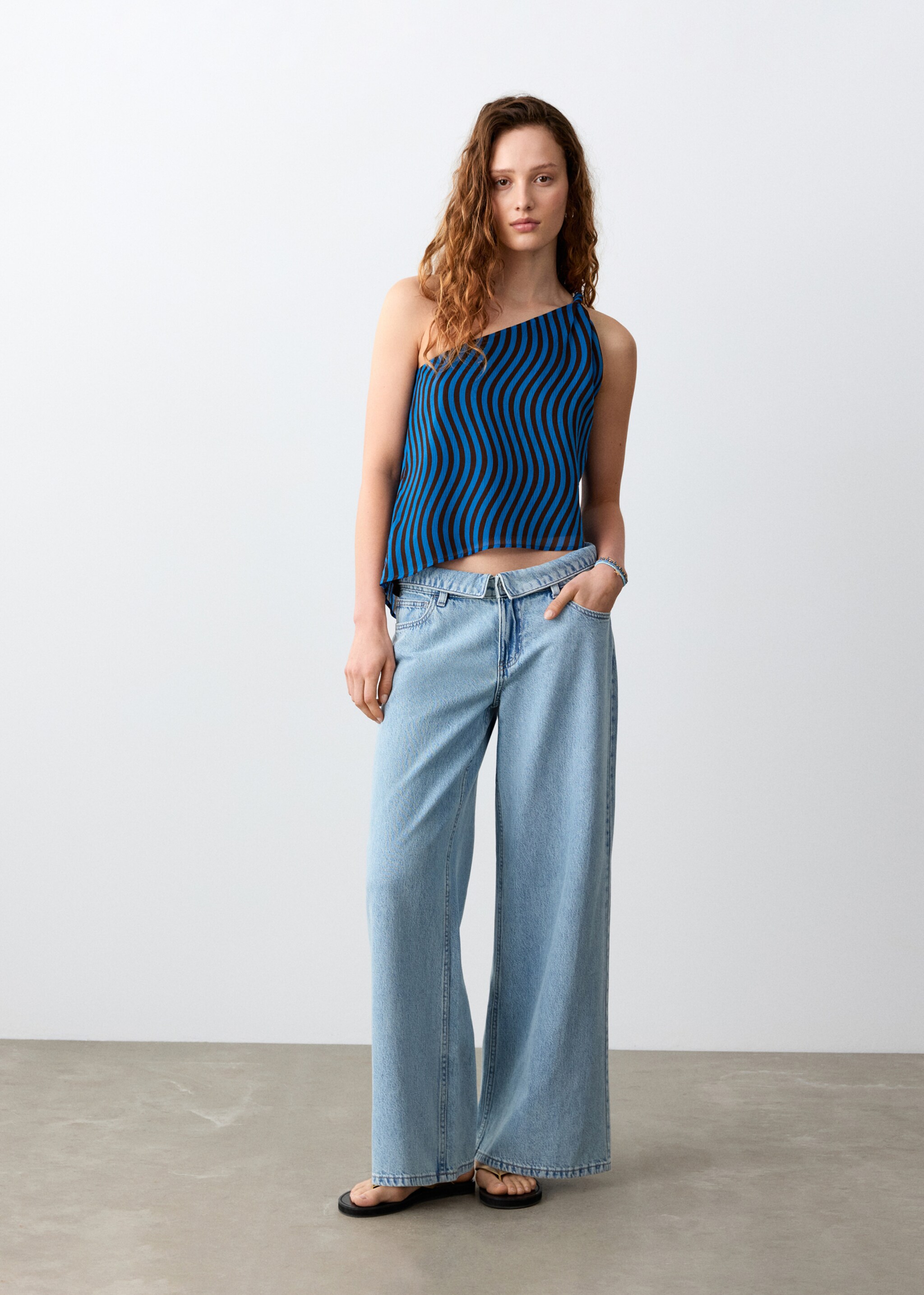 Asymmetric zebra blouse - General plane, Vibrant blue. Ref: 27086352-00.