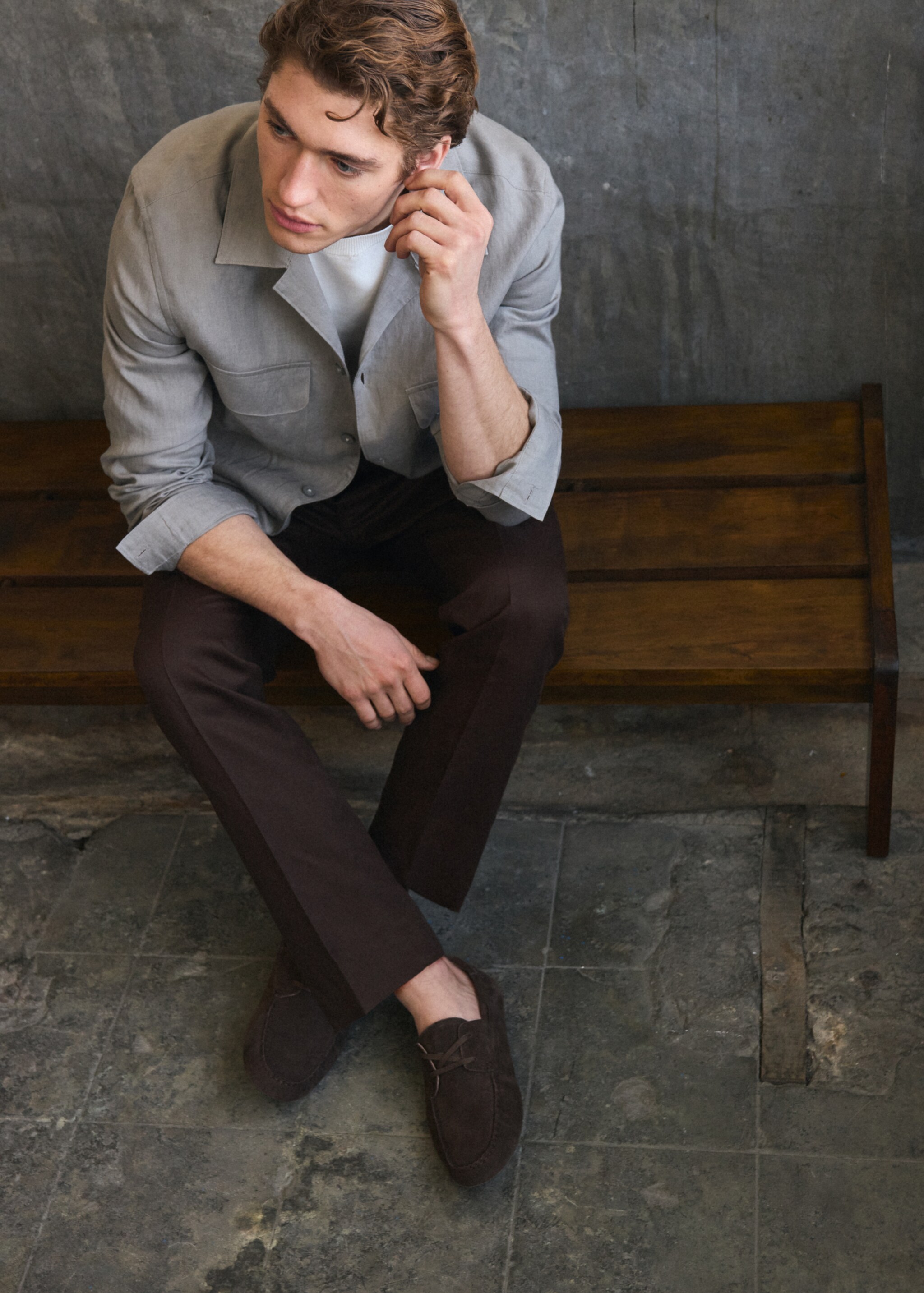 Mocassins driver en daim cordons - Plan général, Marron. Ref: 27086711-00.