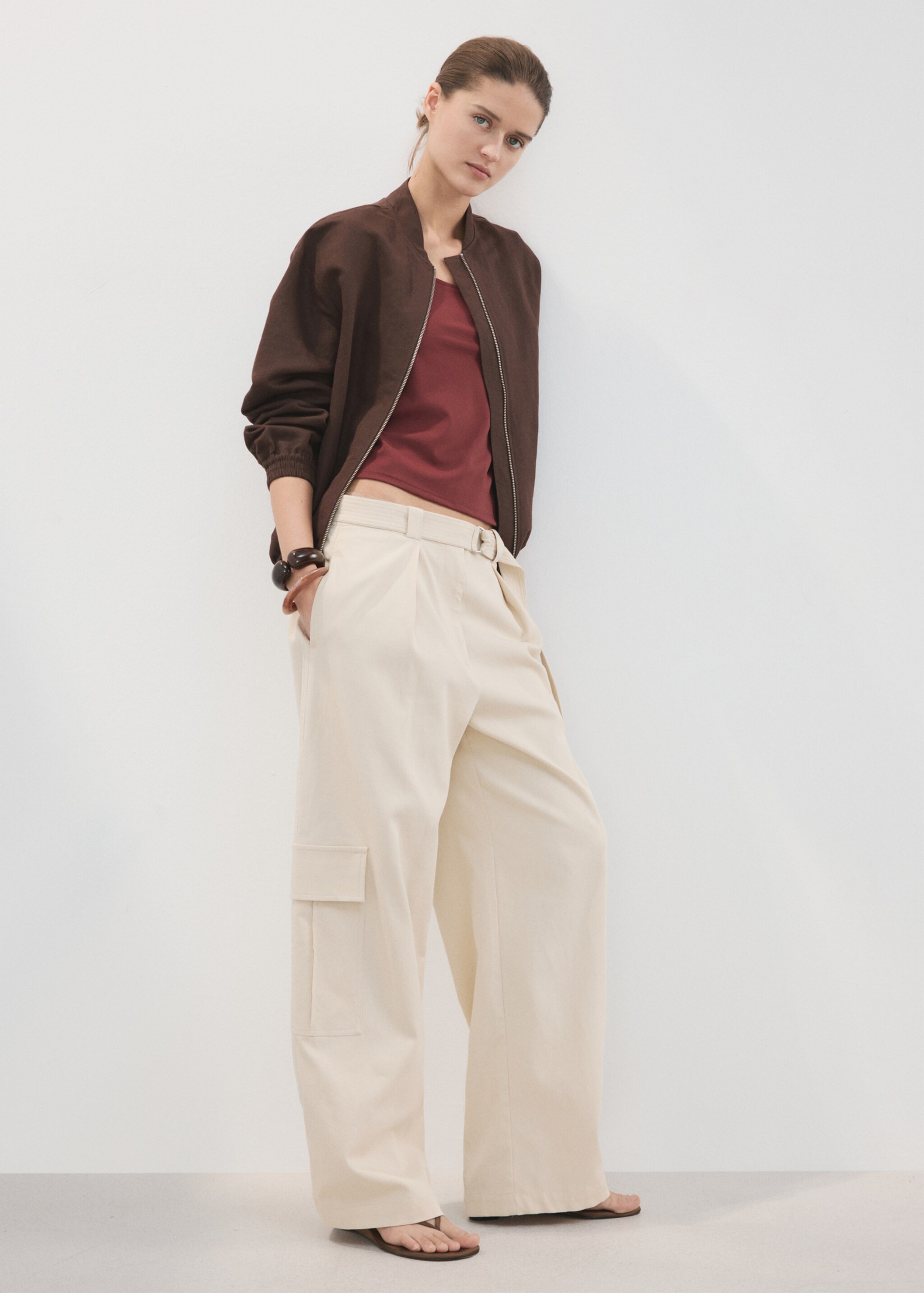 Fitted crop top - General plane, Russet. Ref: 27087140-00.