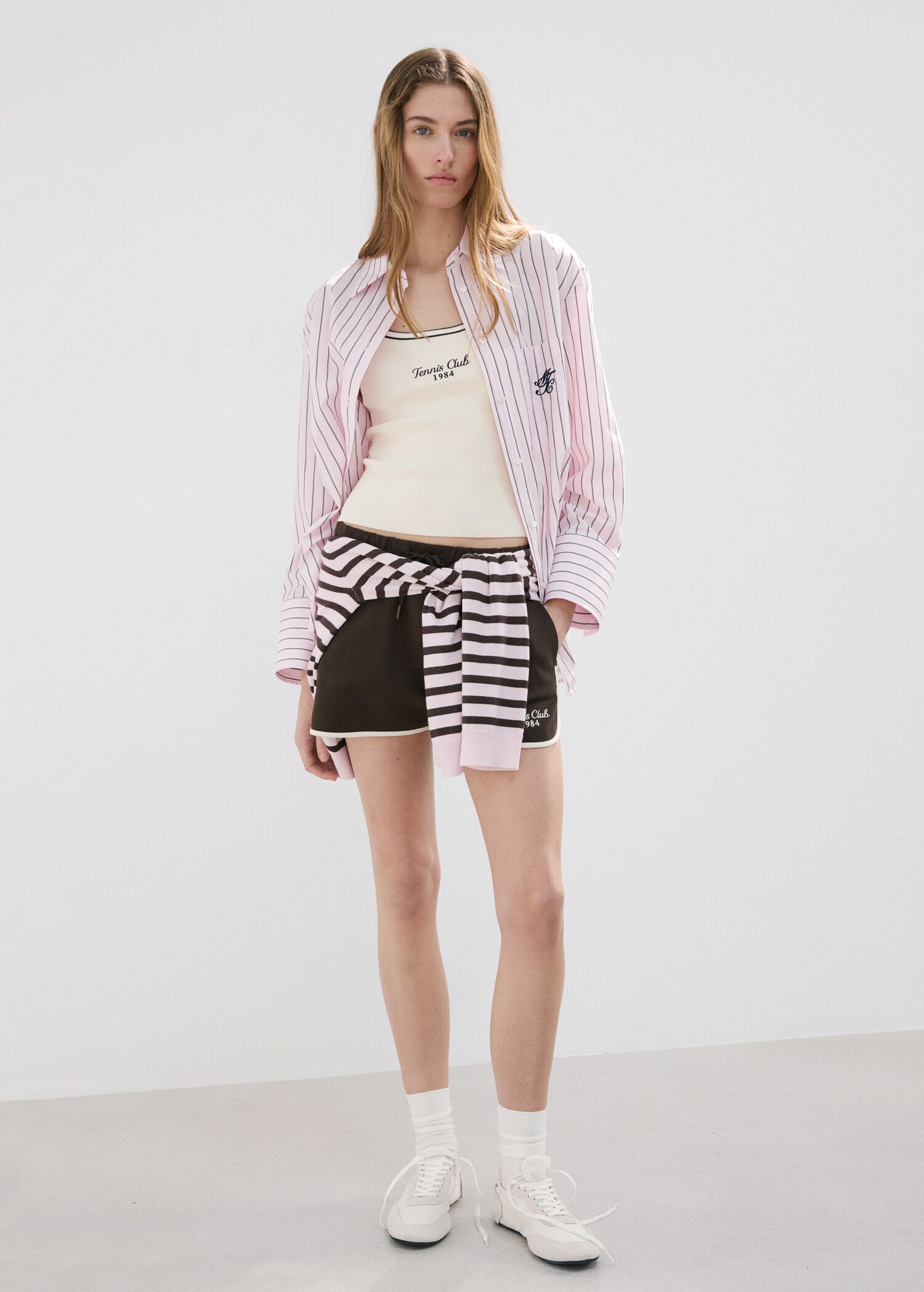 Top with embroidered message and contrasting trim - General plane