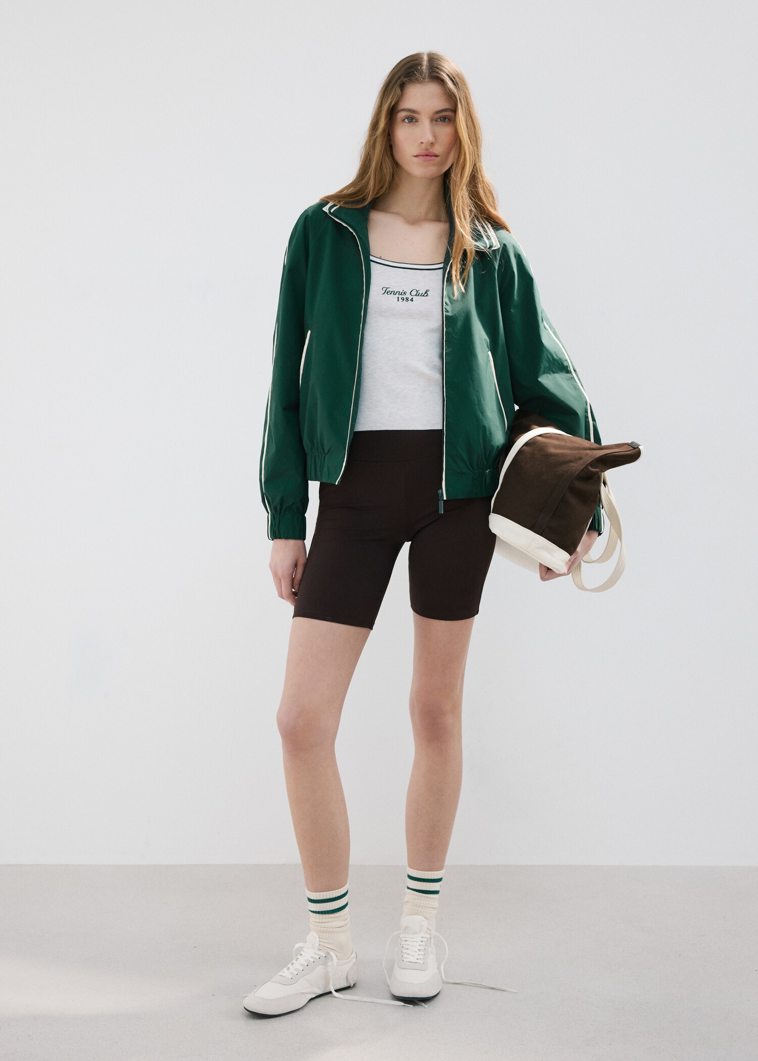 Top with embroidered message and contrasting trim - General plane