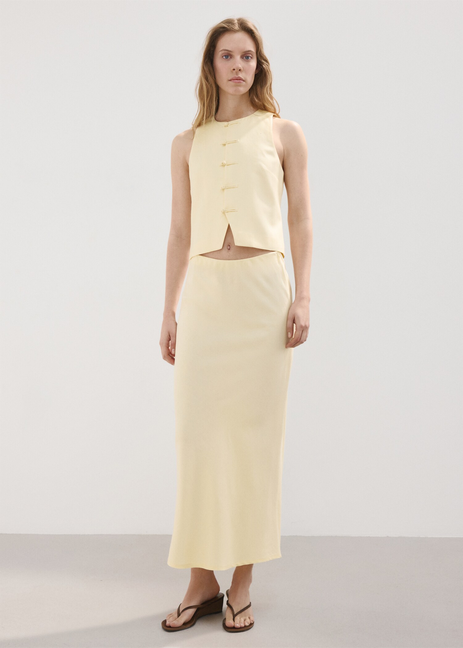 Falda recta mezcla lino - Plano general